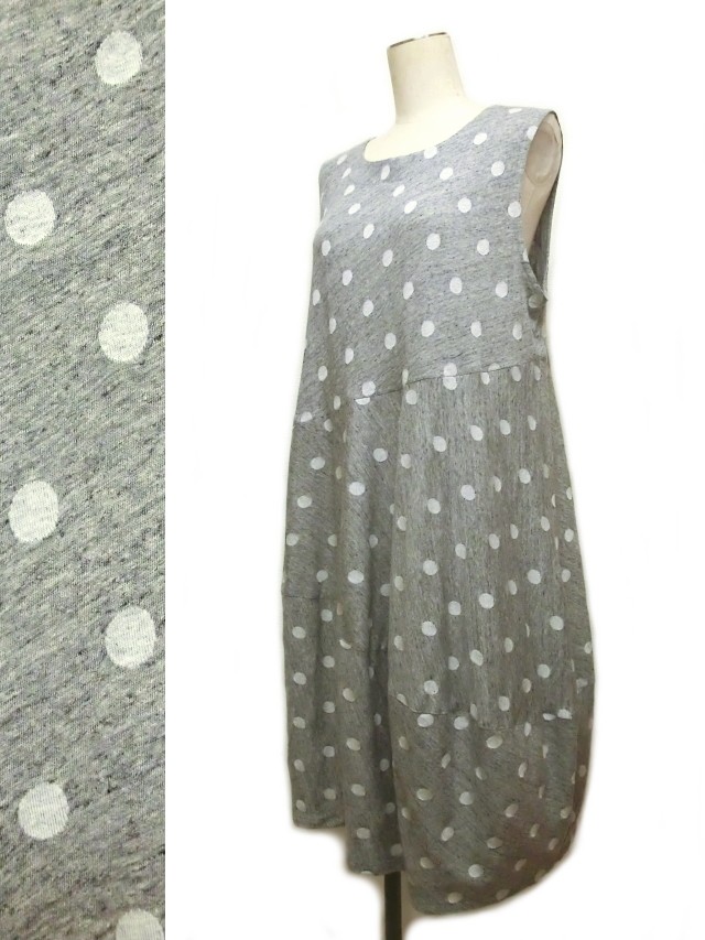 バルーンワンピース ゆったりバルーン ジャンパースカート ワンピース M コクーン 水玉 グレー Iichi ハンドメイド クラフト作品 手仕事品の通販
