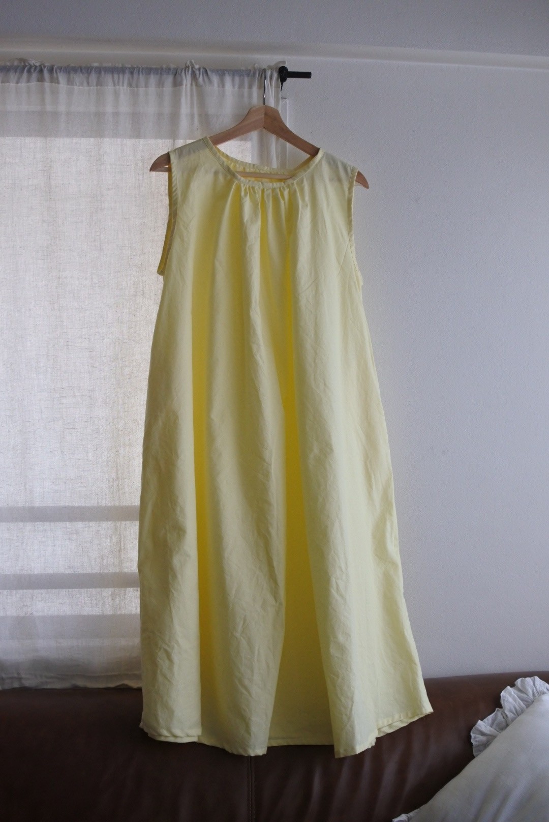 送料込 綿麻ノースリーブロングワンピース レモンイエロー Iichi ハンドメイド クラフト作品 手仕事品の通販