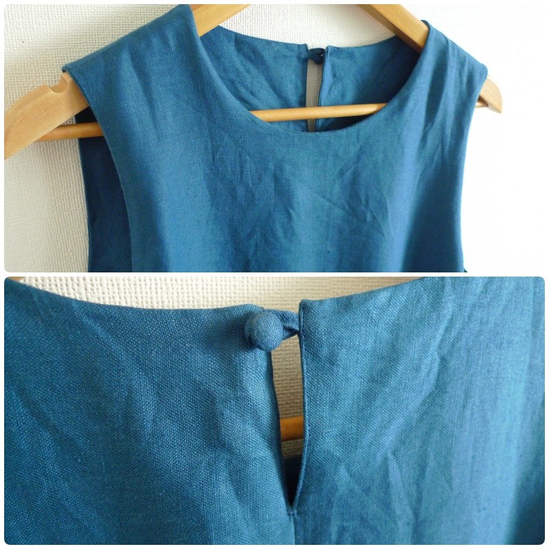 ブルーリネンのノースリーブワンピース 着丈お直し可能 Iichi ハンドメイド クラフト作品 手仕事品の通販
