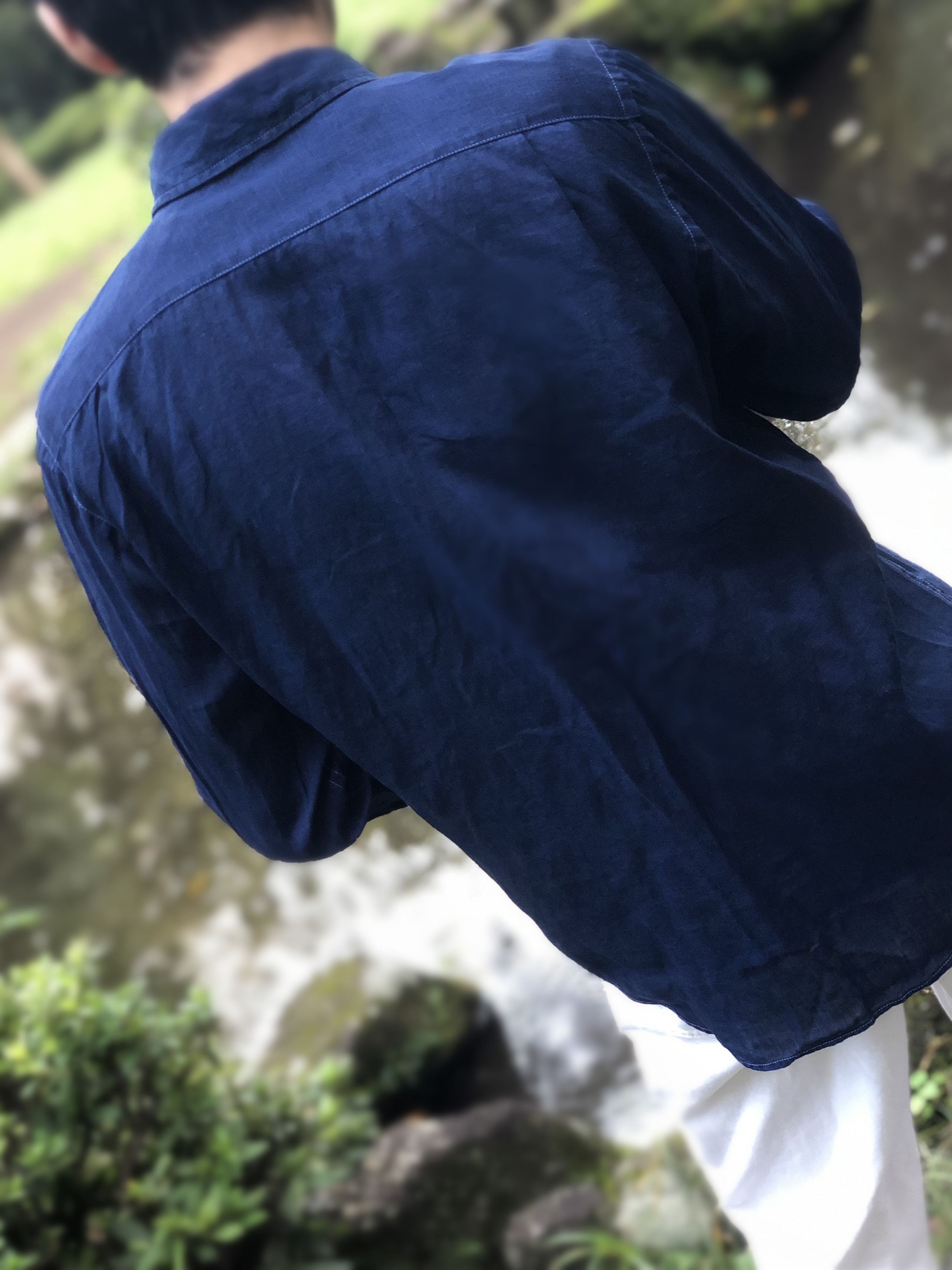 本藍染リネンシャツ・濃 | iichi ハンドメイド・クラフト作品・手仕事 