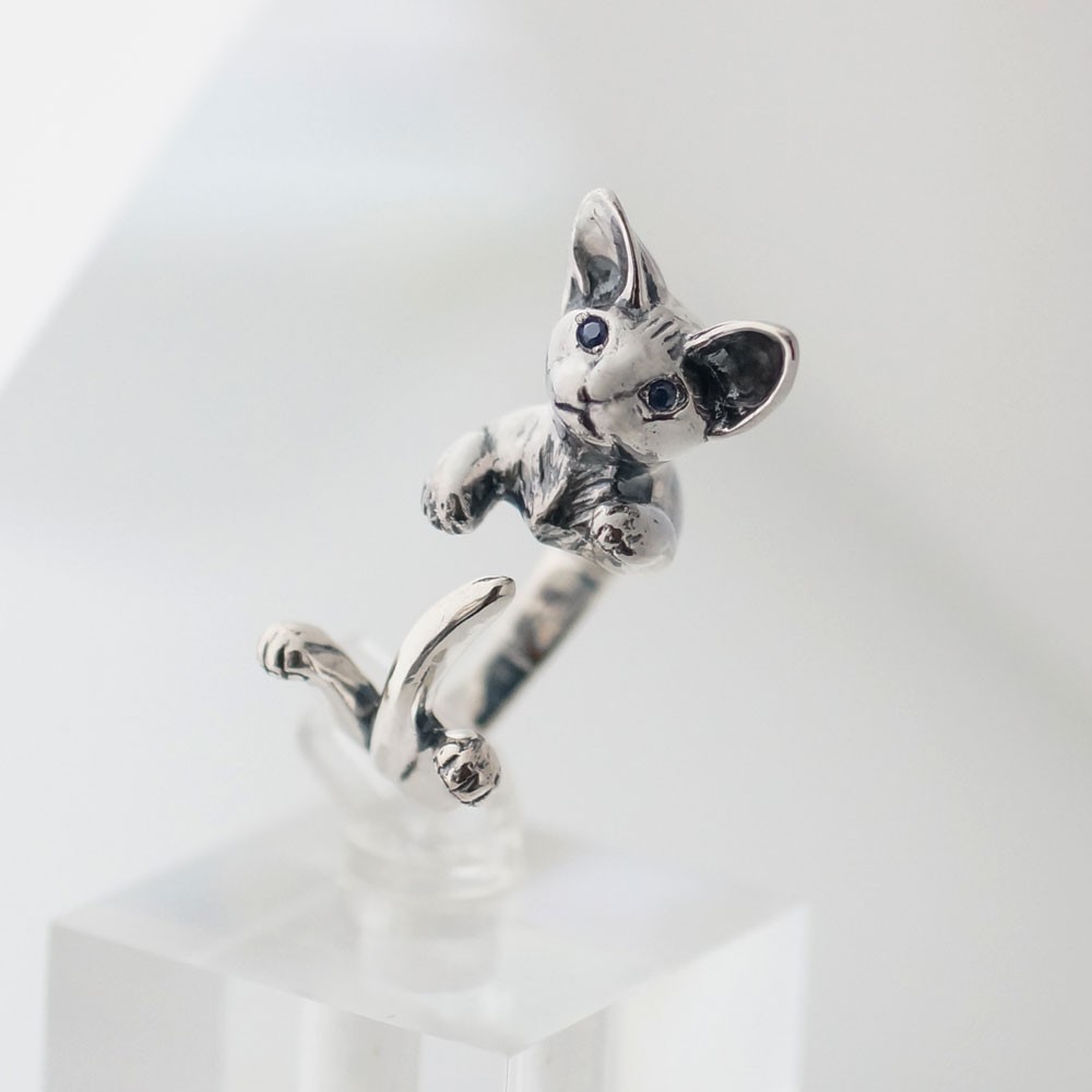 デボンレックス 猫リング サファイア Iichi ハンドメイド クラフト作品 手仕事品の通販