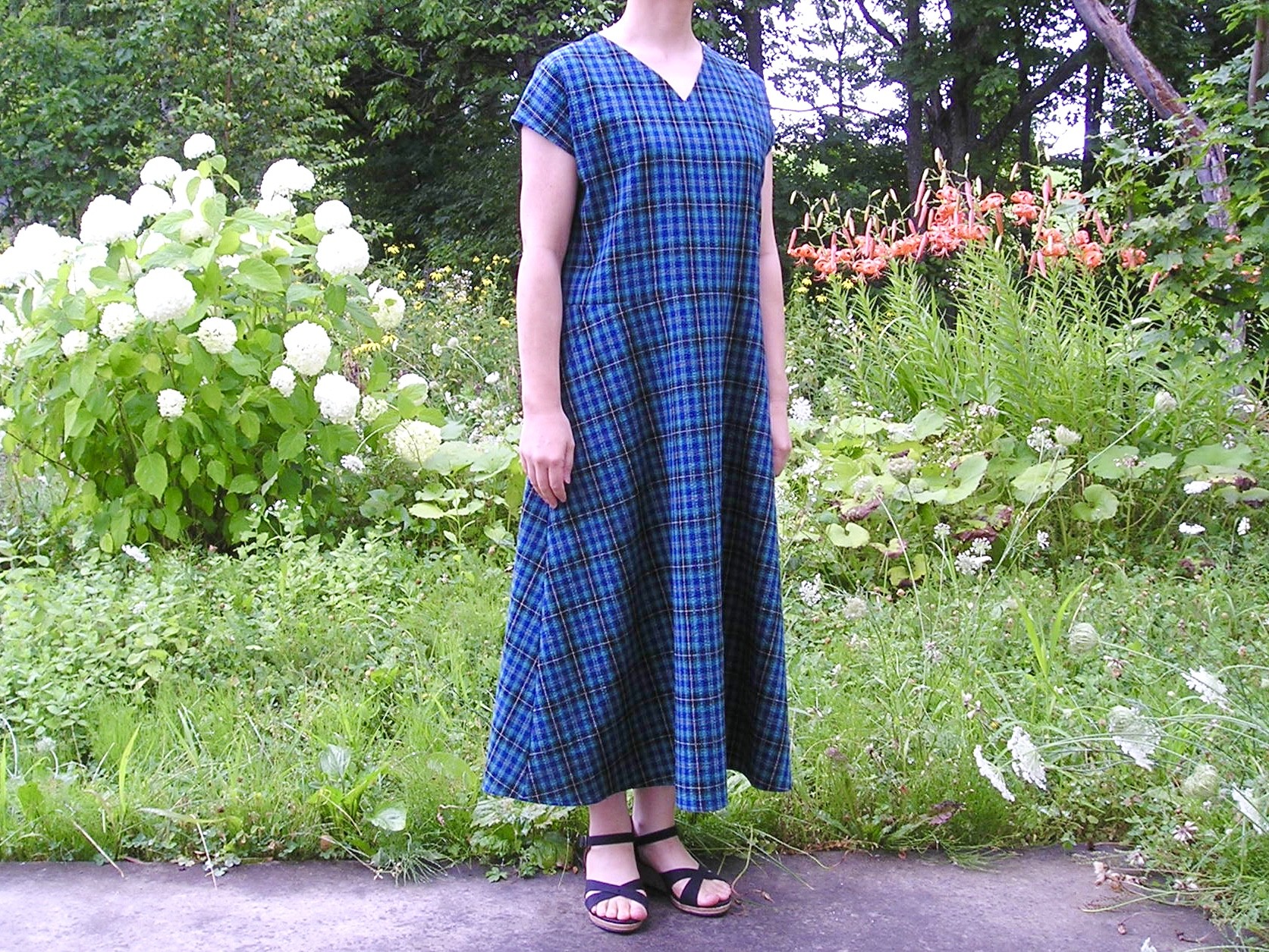 播州織コットン 残暑を乗り切るワンピース グリーン系マドラスチェック サッカー生地 Iichi ハンドメイド クラフト作品 手仕事品の通販