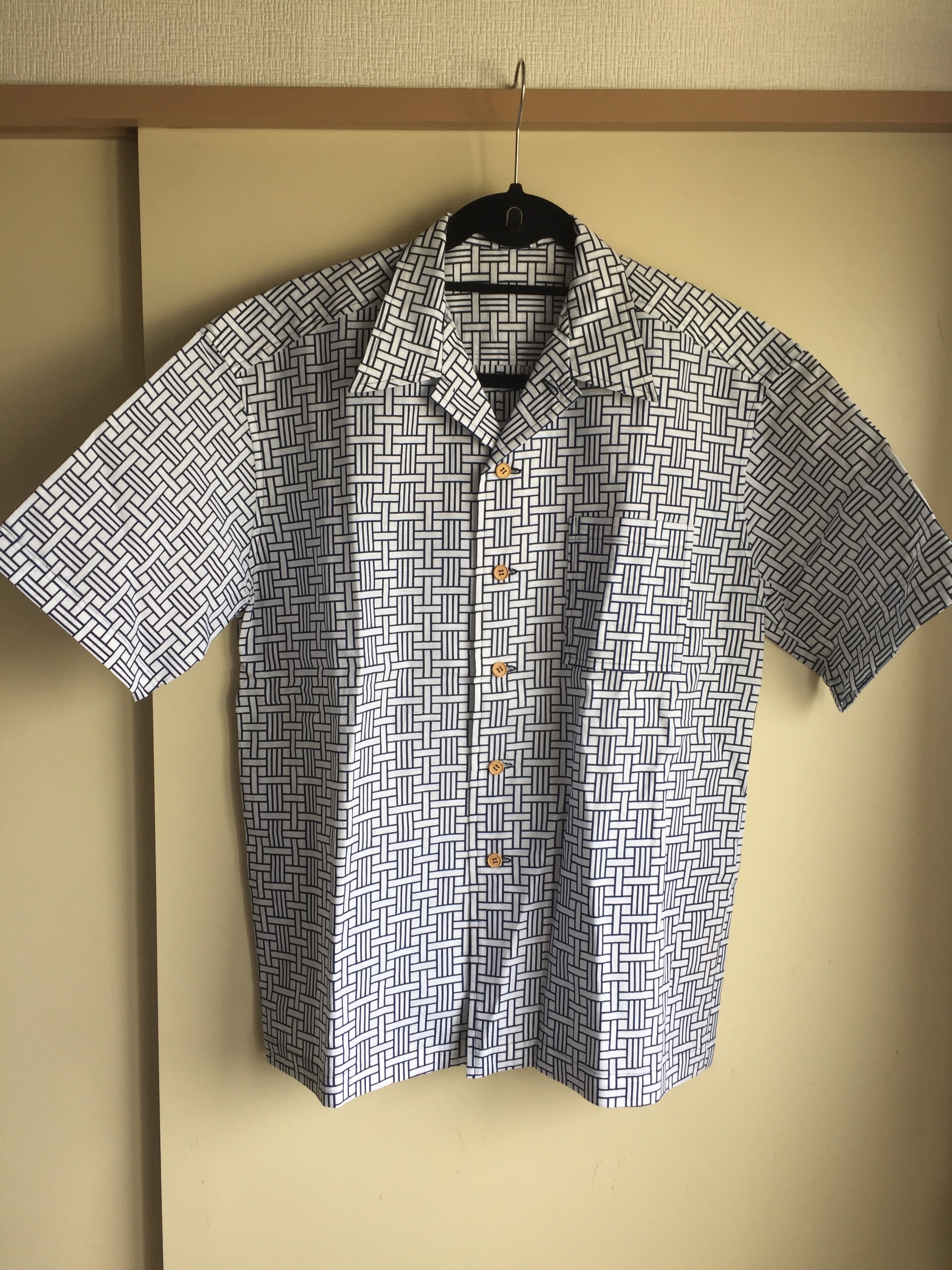 浴衣シャツ メンズ向け Lサイズ 伝統柄 Iichi ハンドメイド クラフト作品 手仕事品の通販