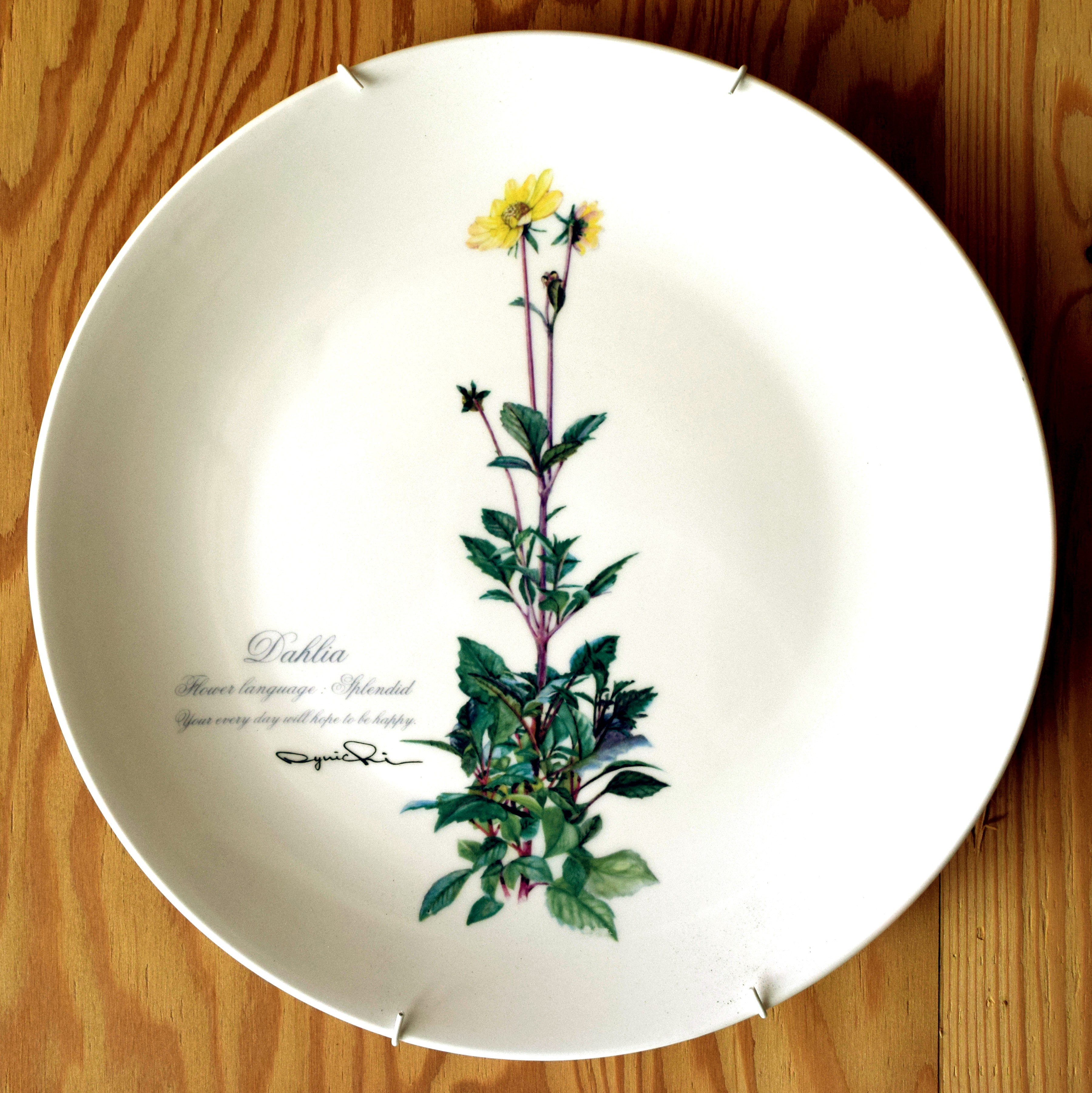 ダリアのやさしい陶器の壁掛け絵皿 30cm 送料無料 Iichi ハンドメイド クラフト作品 手仕事品の通販