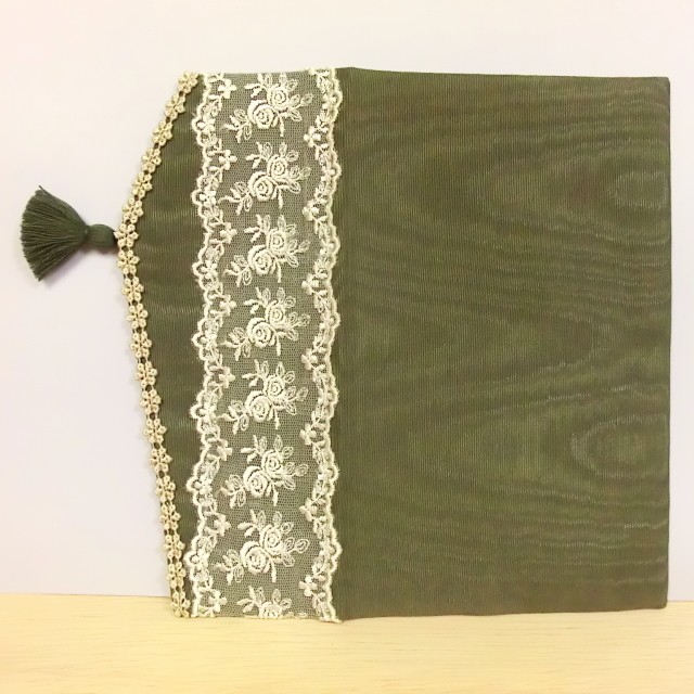 再販 ふくさ 袱紗 葬儀 仏事 香典袋入れ 結婚式 慶事 祝儀袋入れ 両用ふくさ 花柄レース カーキグリーン 緑 冠婚葬祭 Iichi ハンドメイド クラフト作品 手仕事品の通販