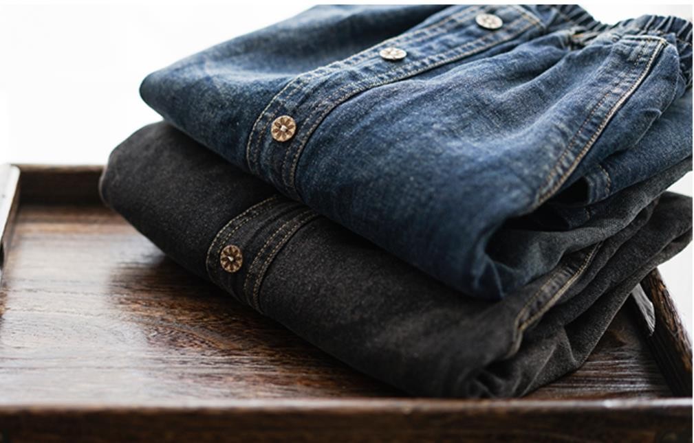 受注製作 デニム生地 ジーンズ スカートt1178 2色 Iichi ハンドメイド クラフト作品 手仕事品の通販