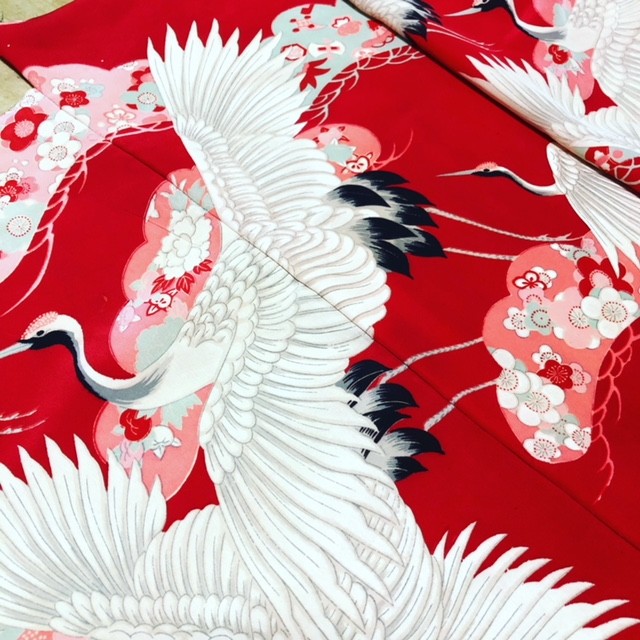 子供着物晴れ着より錦紗の鶴柄キャミソールmプレ価格 Iichi ハンドメイド クラフト作品 手仕事品の通販