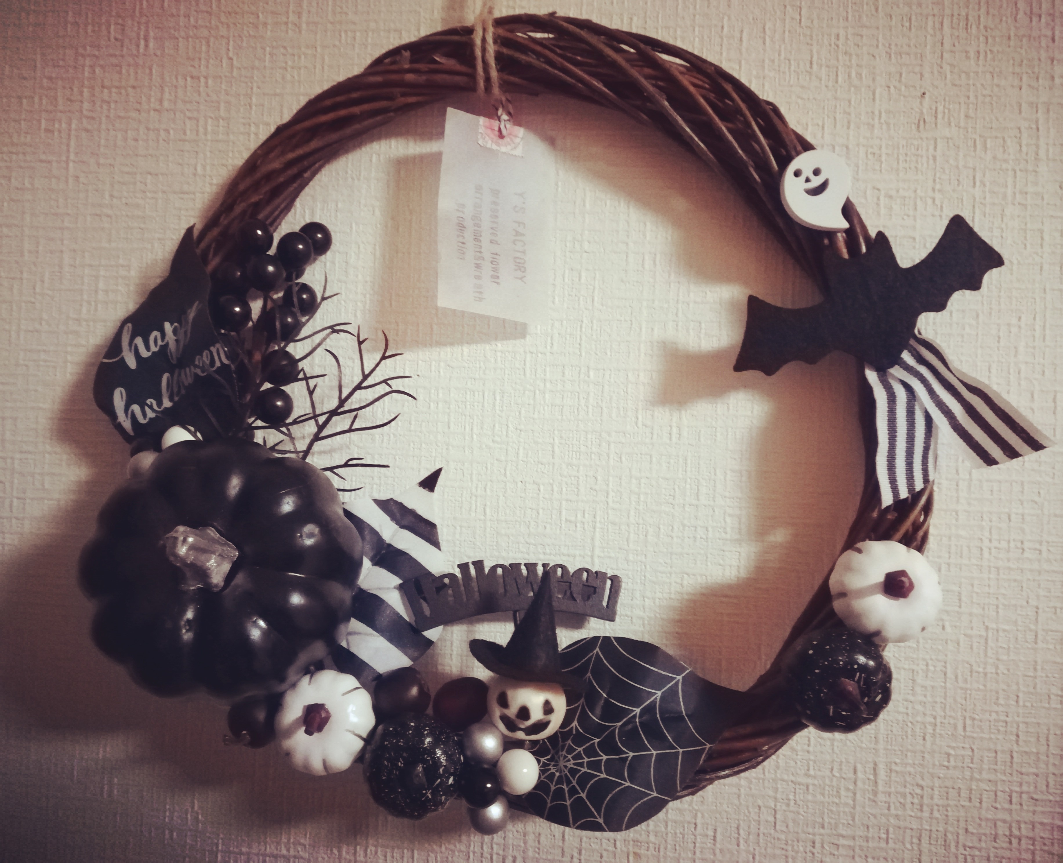 モノトーン ハロウィンリースl L Iichi ハンドメイド クラフト作品 手仕事品の通販 モノトーン ハロウィンリースl L Iichi ハンドメイド クラフト作品 手仕事品の通販