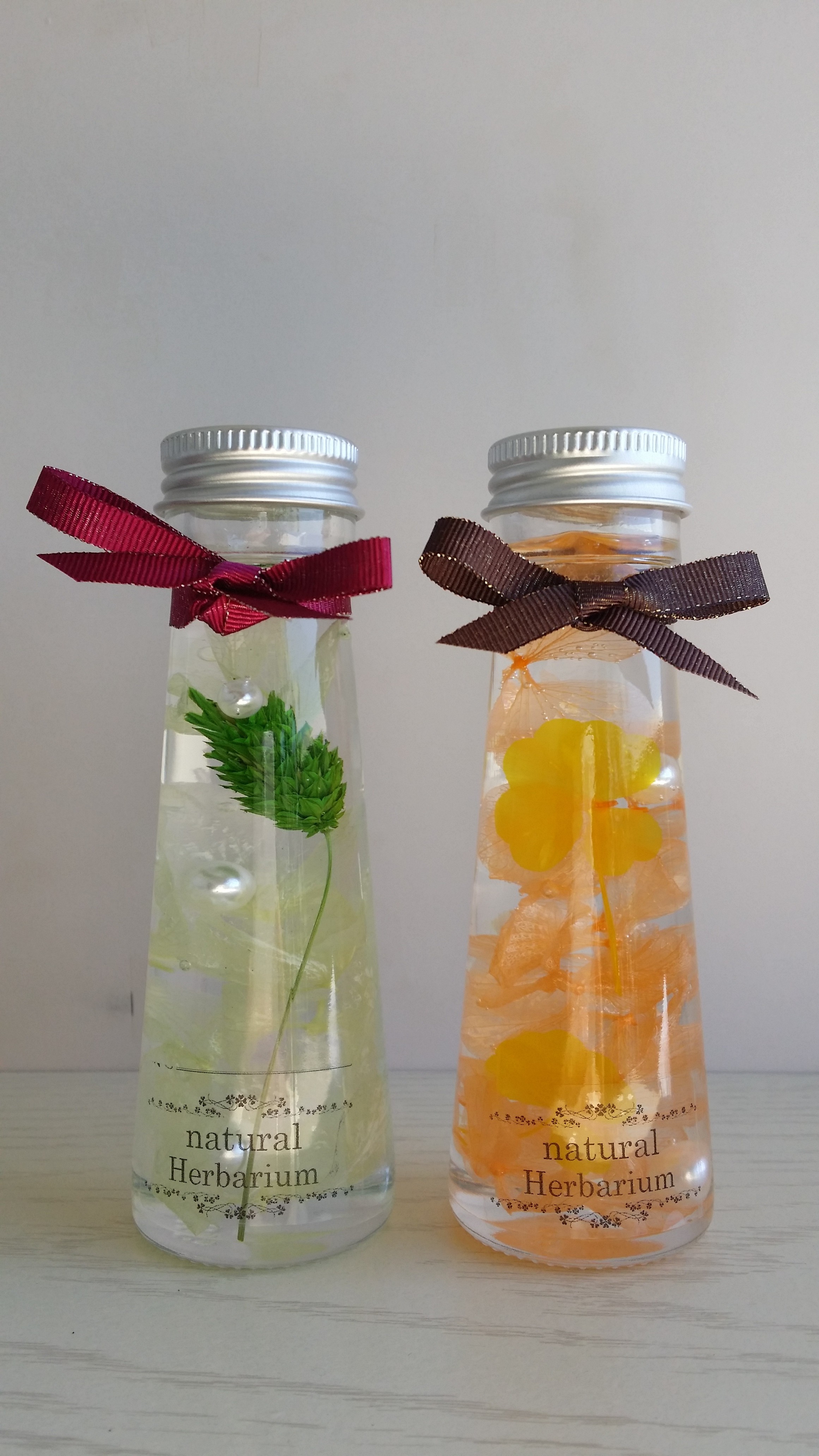 グリーンとオレンジの爽やかハーモニー 2本セットのハーバリウム Iichi ハンドメイド クラフト作品 手仕事品の通販