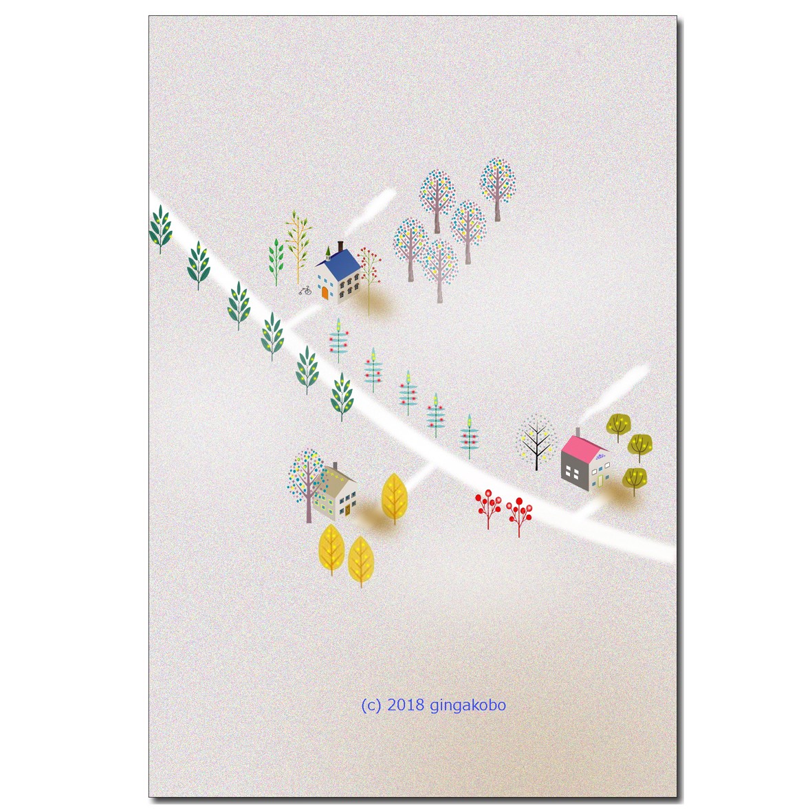 秋の北欧 ほっこり癒しのイラストポストカード2枚組no 622 Iichi ハンドメイド クラフト作品 手仕事品の通販
