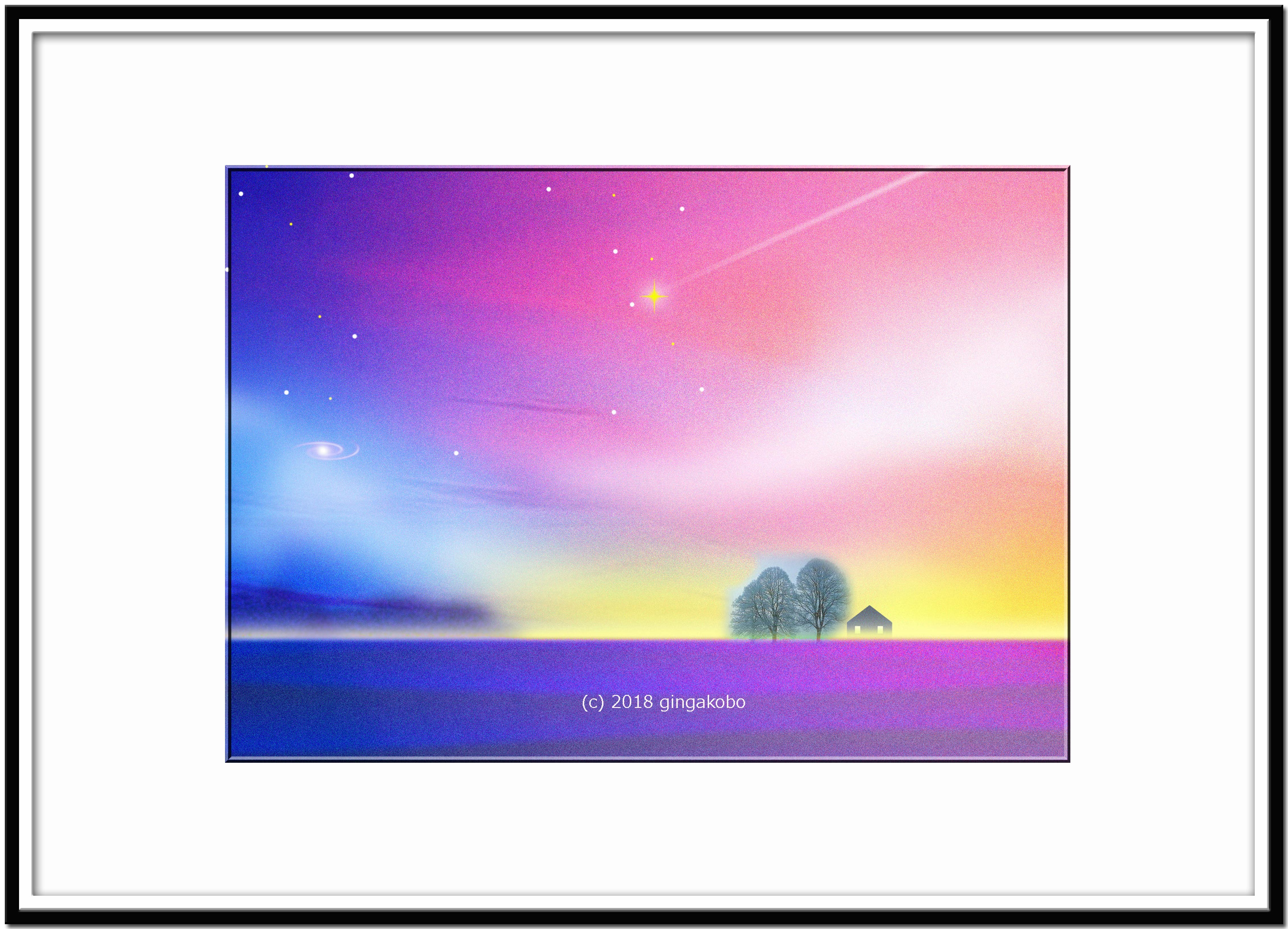 夕焼けの流れ星 ほっこり癒しのイラストa4サイズポスターno 556 Iichi ハンドメイド クラフト作品 手仕事品の通販