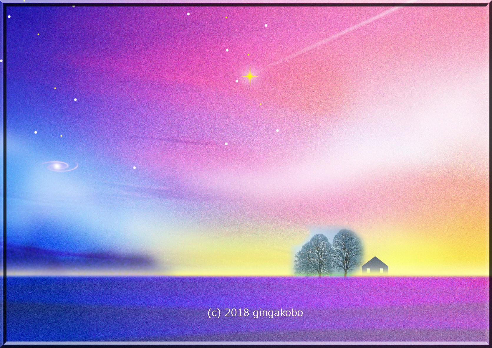 夕焼けの流れ星 ほっこり癒しのイラストa4サイズポスターno 556 Iichi ハンドメイド クラフト作品 手仕事品の通販