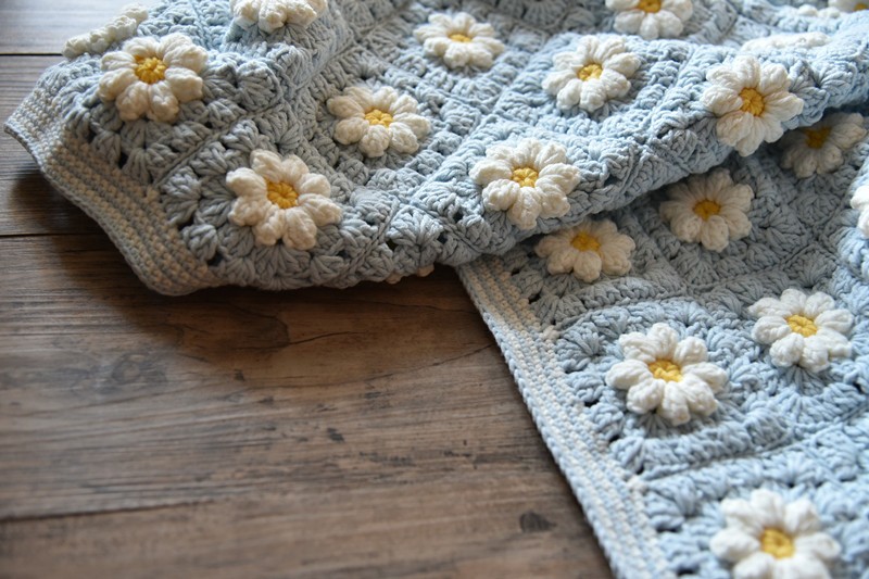 受注製作 モチーフ編み のブランケットbule S Iichi ハンドメイド クラフト作品 手仕事品の通販