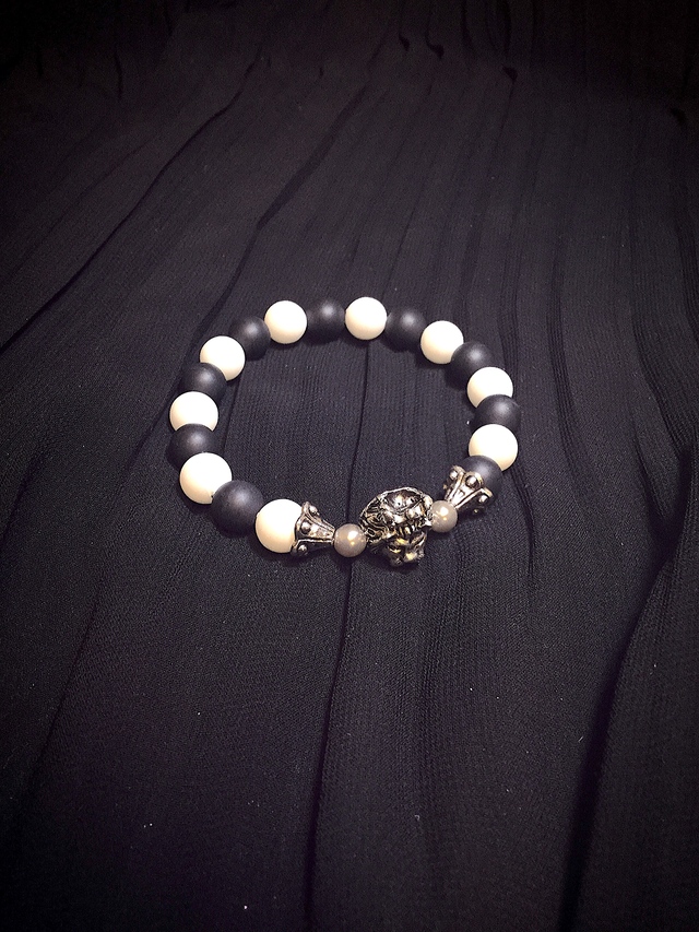 Stephan Lea メンズstephanブラックホワイトmixビーズブレスレット Iichi ハンドメイド クラフト作品 手仕事品の通販