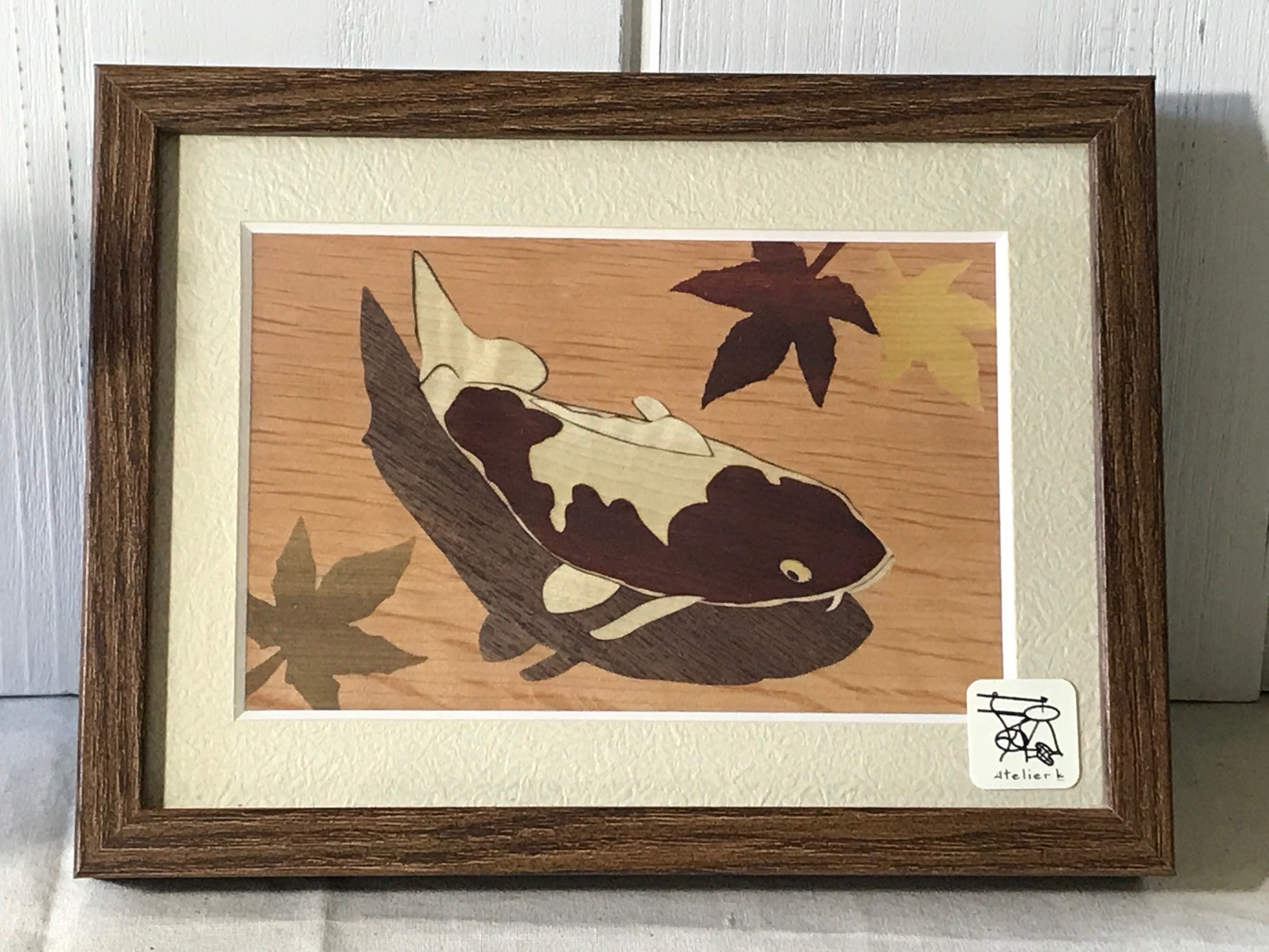 木の絵 木象嵌 鯉 Iichi ハンドメイド クラフト作品 手仕事品の通販
