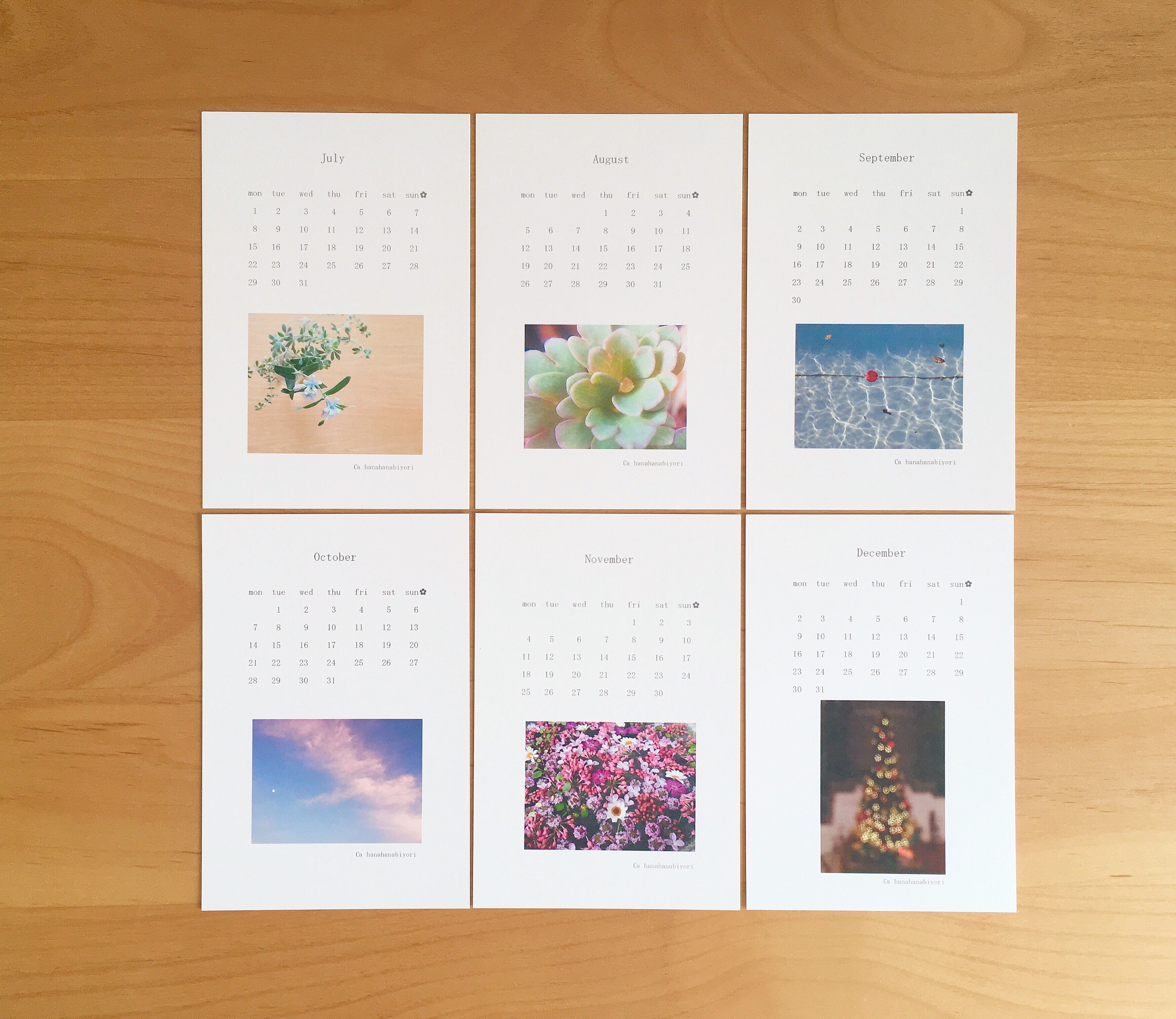 送料無料 花のカレンダー ポストカードサイズ Iichi ハンドメイド クラフト作品 手仕事品の通販