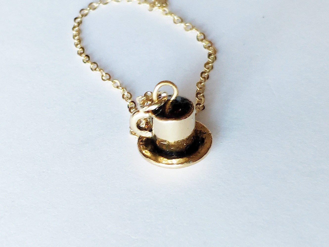 珈琲カップの ネックレス コーヒー アメリカ製 ピューター スワロフスキー Iichi ハンドメイド クラフト作品 手仕事品の通販