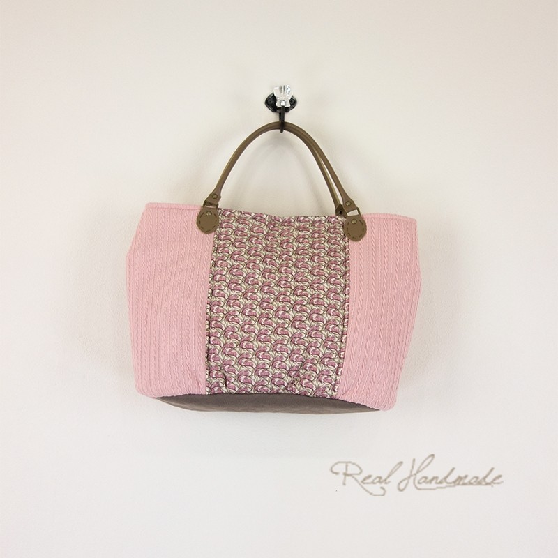 予約販売 リバティコットンテイルツイストアラン模様ニットbag Iichi ハンドメイド クラフト作品 手仕事品の通販
