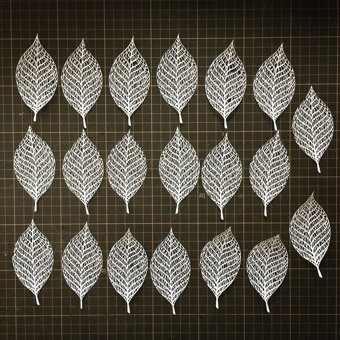 サクラの葉脈の切り絵 Iichi ハンドメイド クラフト作品 手仕事品の通販