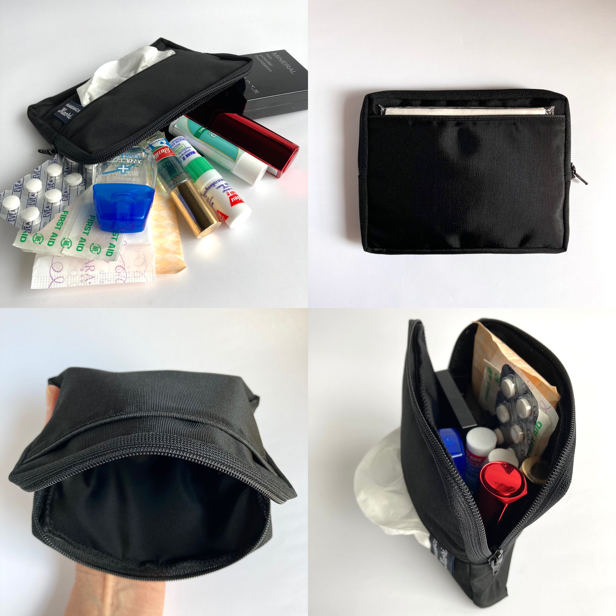 3way シーン コーデ 鞄 バッグを選ばない 高級感ある光沢素材 上品 きれいめ シックな黒 薄型スクエアポーチ 2タイプ Iichi ハンドメイド クラフト作品 手仕事品の通販