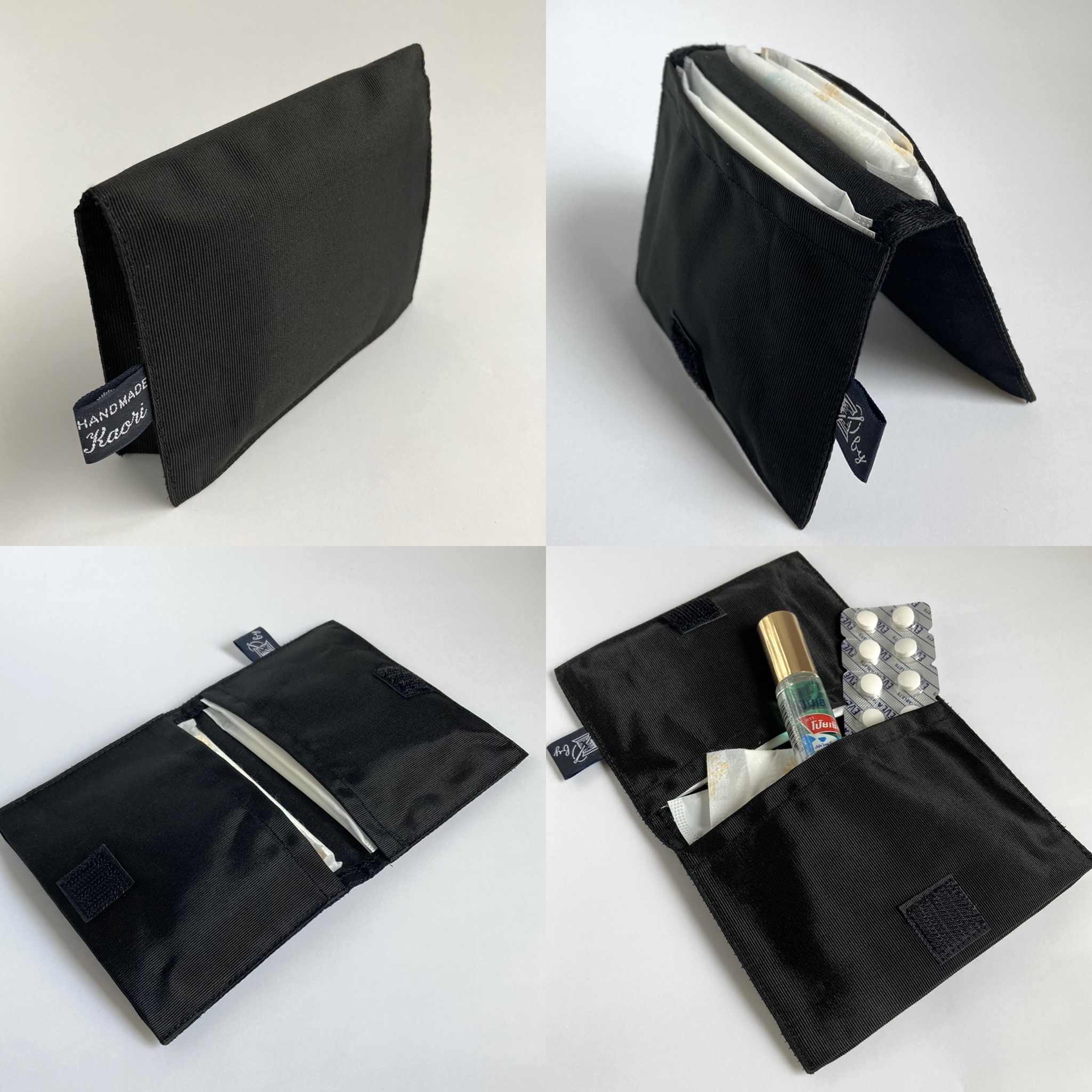 毎日の通勤通学ビジネスに 撥水ナイロン 薄型コンパクト 二つ折りスクエアポーチ カード 名刺入れ 贈り物 ギフトにも Iichi ハンドメイド クラフト作品 手仕事品の通販