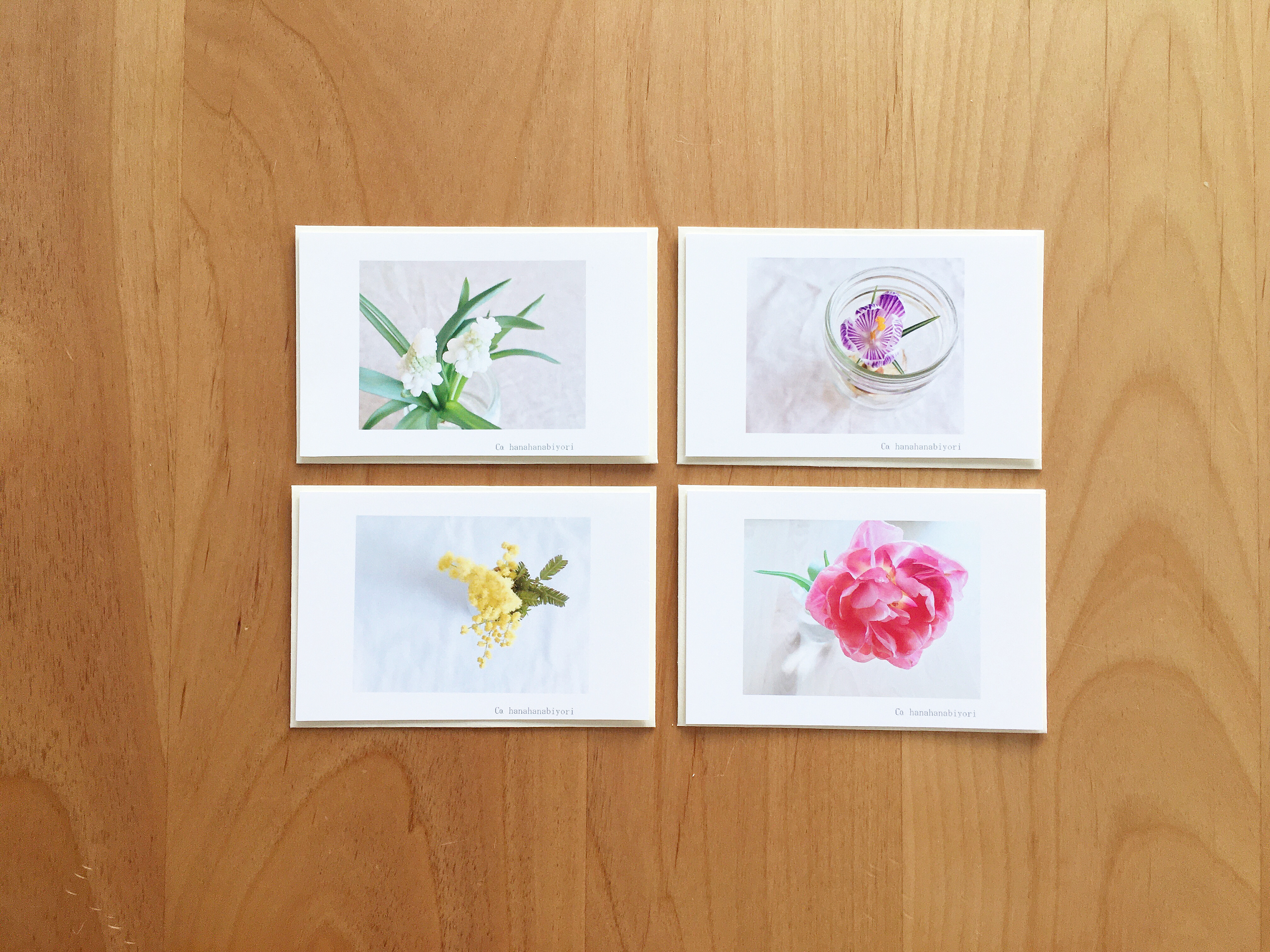 送料無料 花のメッセージカード 封筒のセット 4枚 Iichi ハンドメイド クラフト作品 手仕事品の通販