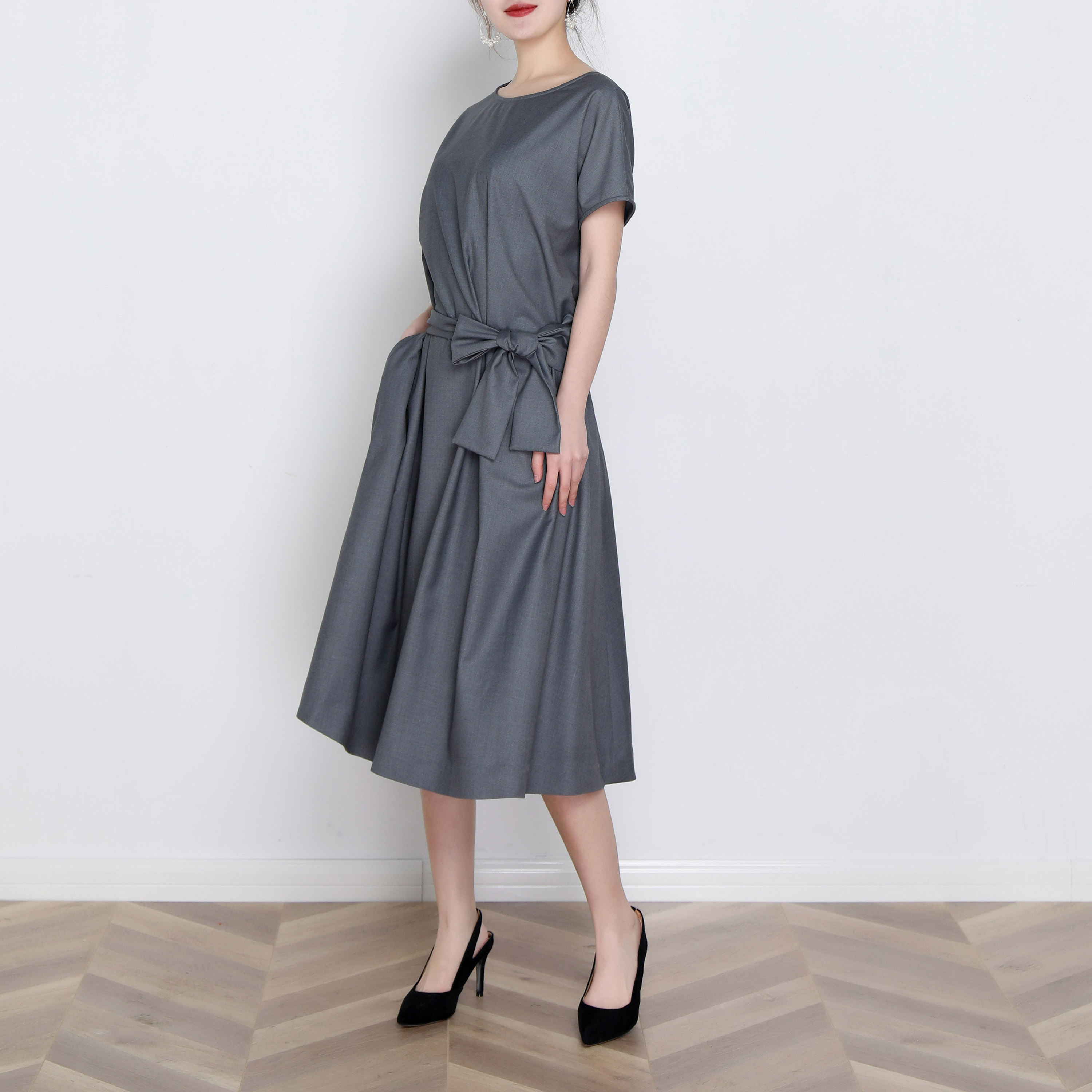 16色展開 リボン付き ゆったり フレアワンピース オーダーメイド可 新作 Iichi ハンドメイド クラフト作品 手仕事品の通販