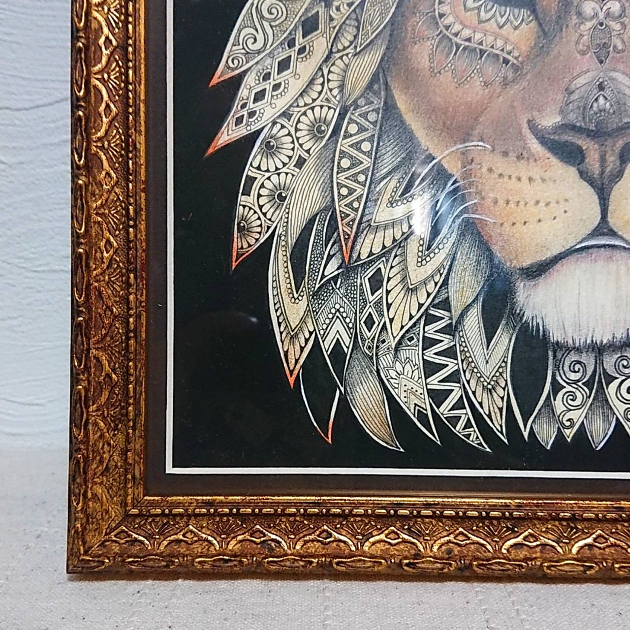 原画 肉筆 一点もの ボールペンアート 額装付き 百貨店作家 人気 ボールペン画 絵画 ライオン ライオンの絵 百獣の王 Iichi ハンドメイド クラフト作品 手仕事品の通販