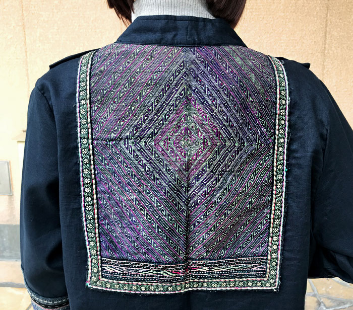 藍染上質ヘンプ 民族刺繍古布のリメイク創作ジャケット Iichi ハンドメイド クラフト作品 手仕事品の通販