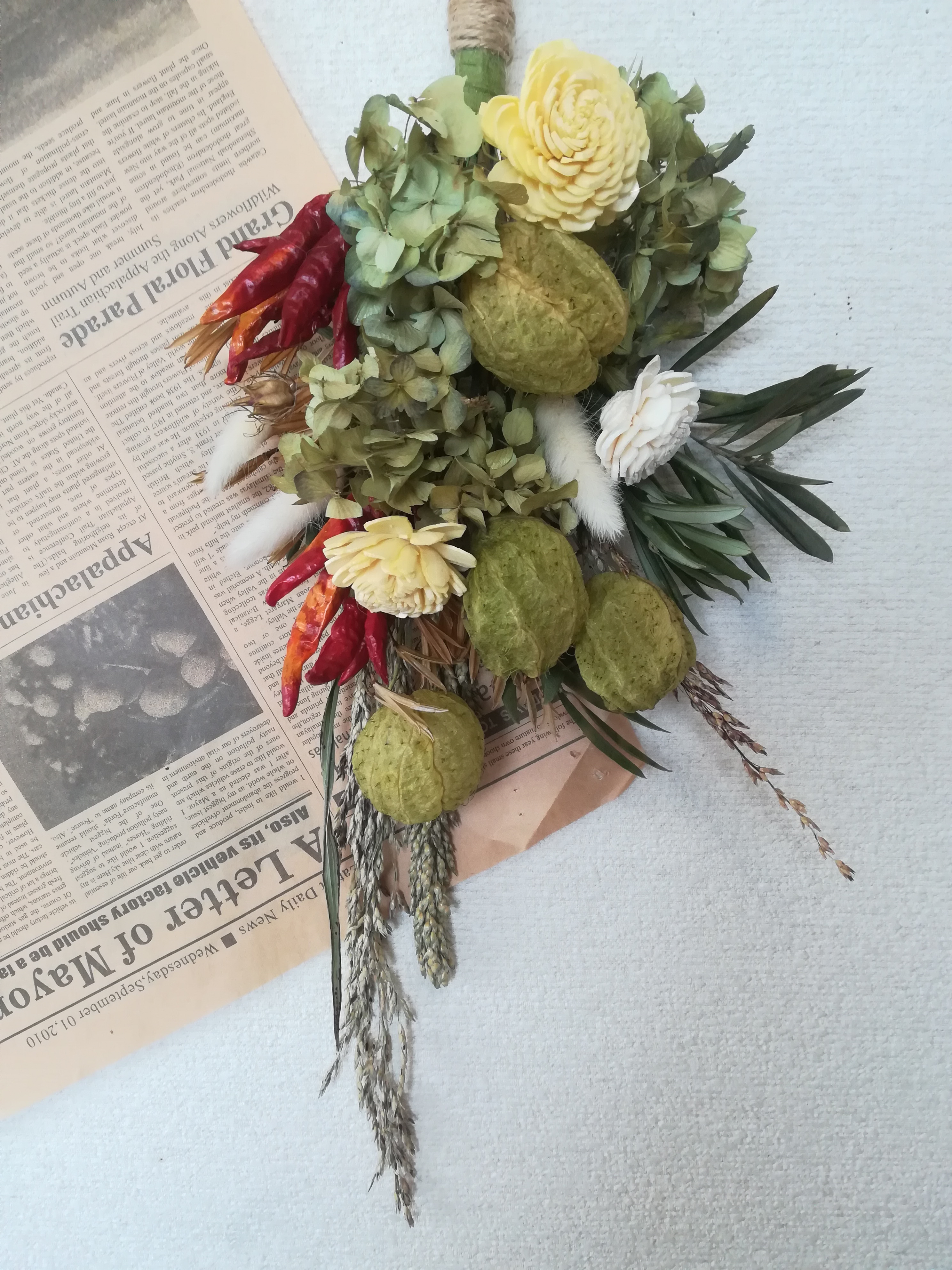 送料無料 ドライフラワースワッグ あじさいと Iichi ハンドメイド クラフト作品 手仕事品の通販