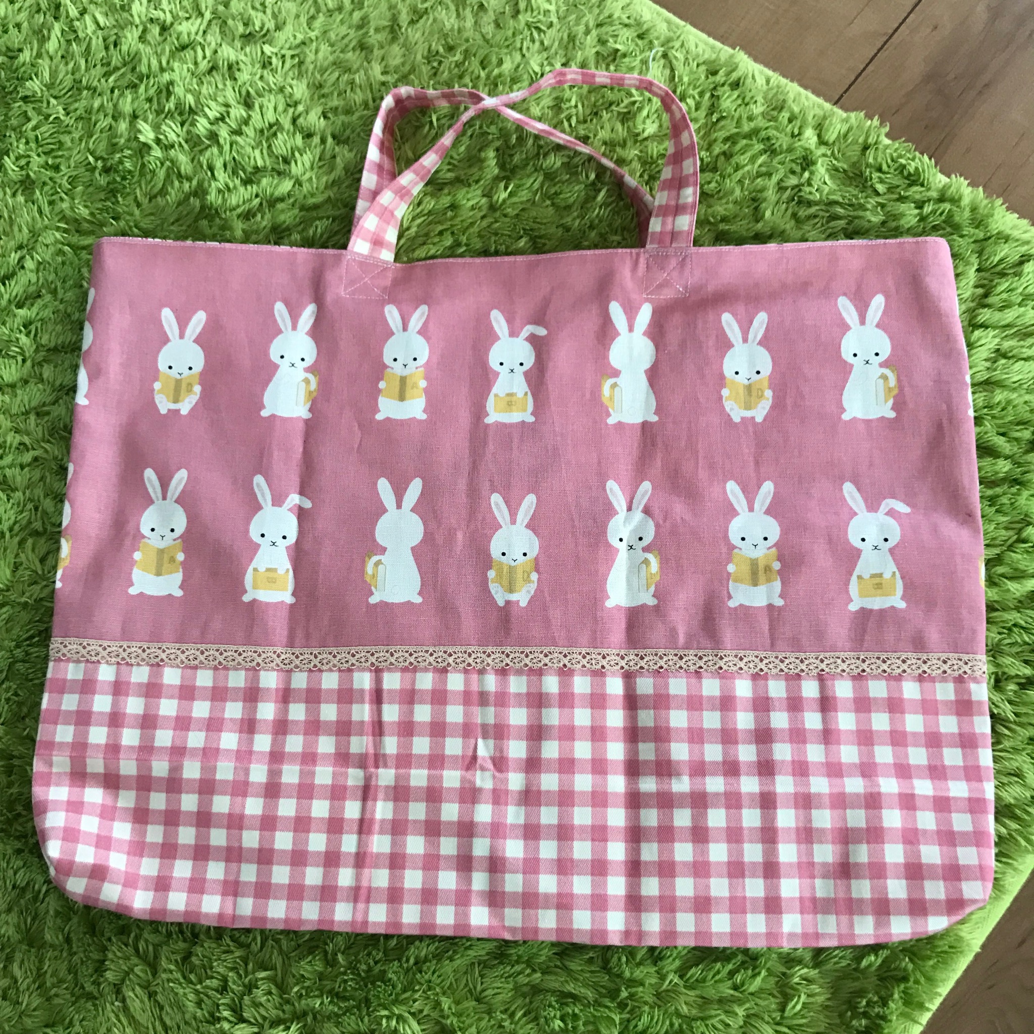 レッスンバッグ うさぎ Book ピンク Iichi ハンドメイド クラフト作品 手仕事品の通販