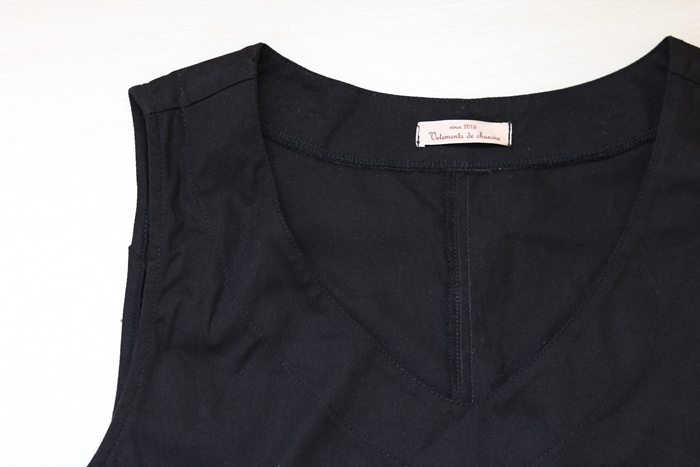 107cm丈ワンピースエプロン コットンツイル ブラック Iichi ハンドメイド クラフト作品 手仕事品の通販