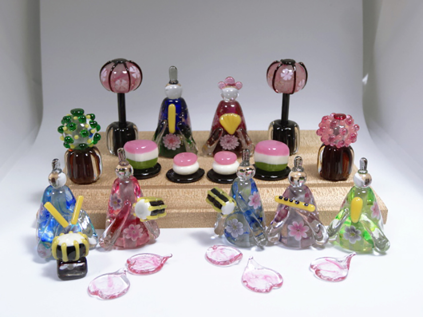 とんぼ玉雛人形 ガラスのおひなさま五人囃子セット Iichi ハンドメイド クラフト作品 手仕事品の通販