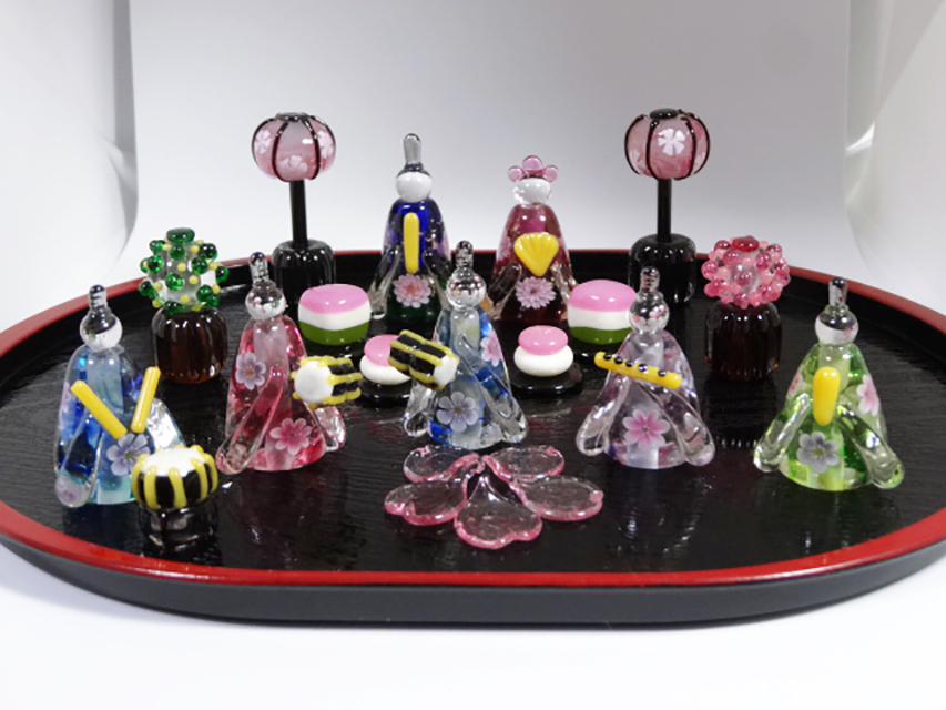 とんぼ玉雛人形 ガラスのおひなさま五人囃子セット Iichi ハンドメイド クラフト作品 手仕事品の通販