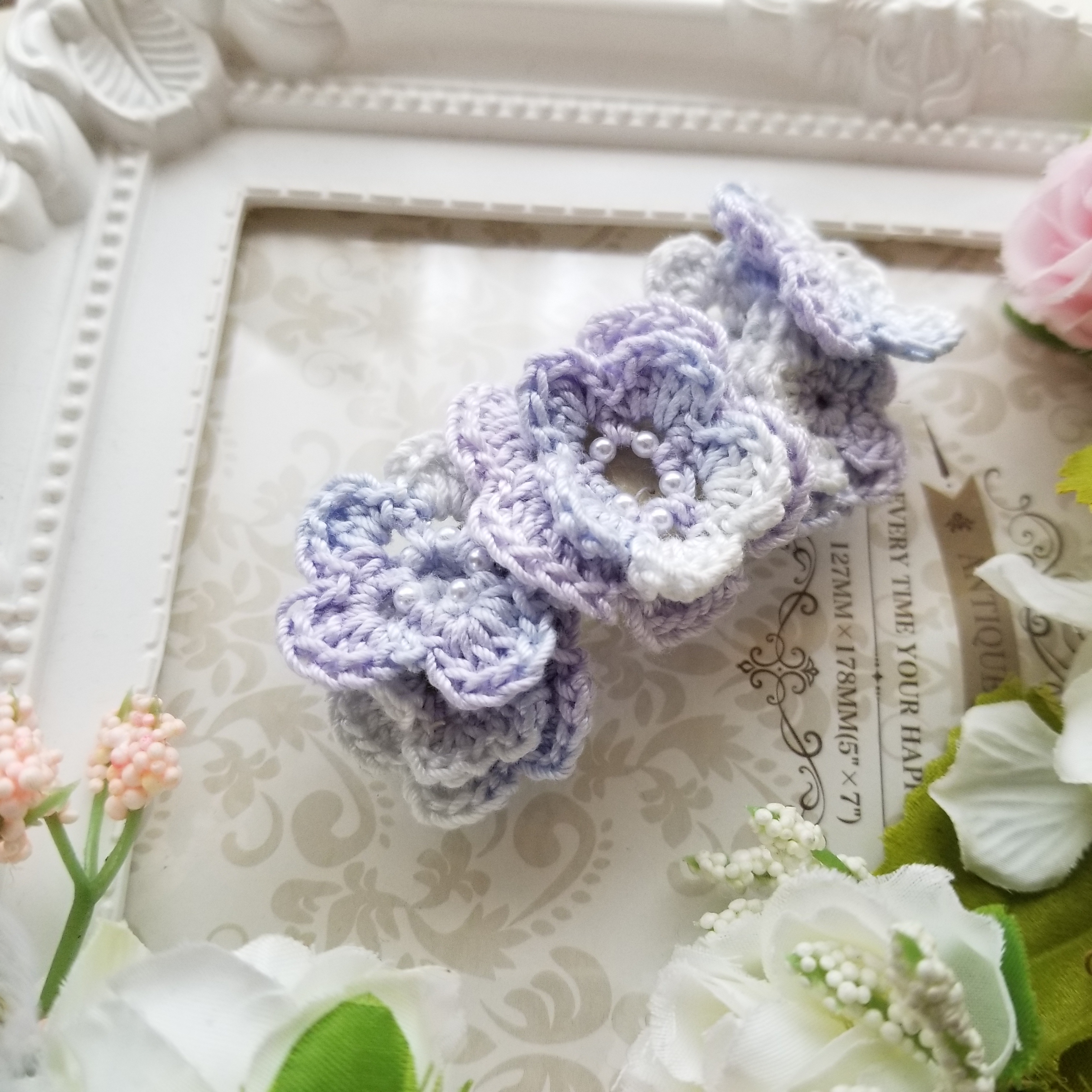 オヤで編んだお花の髪飾り Iichi ハンドメイド クラフト作品 手仕事品の通販