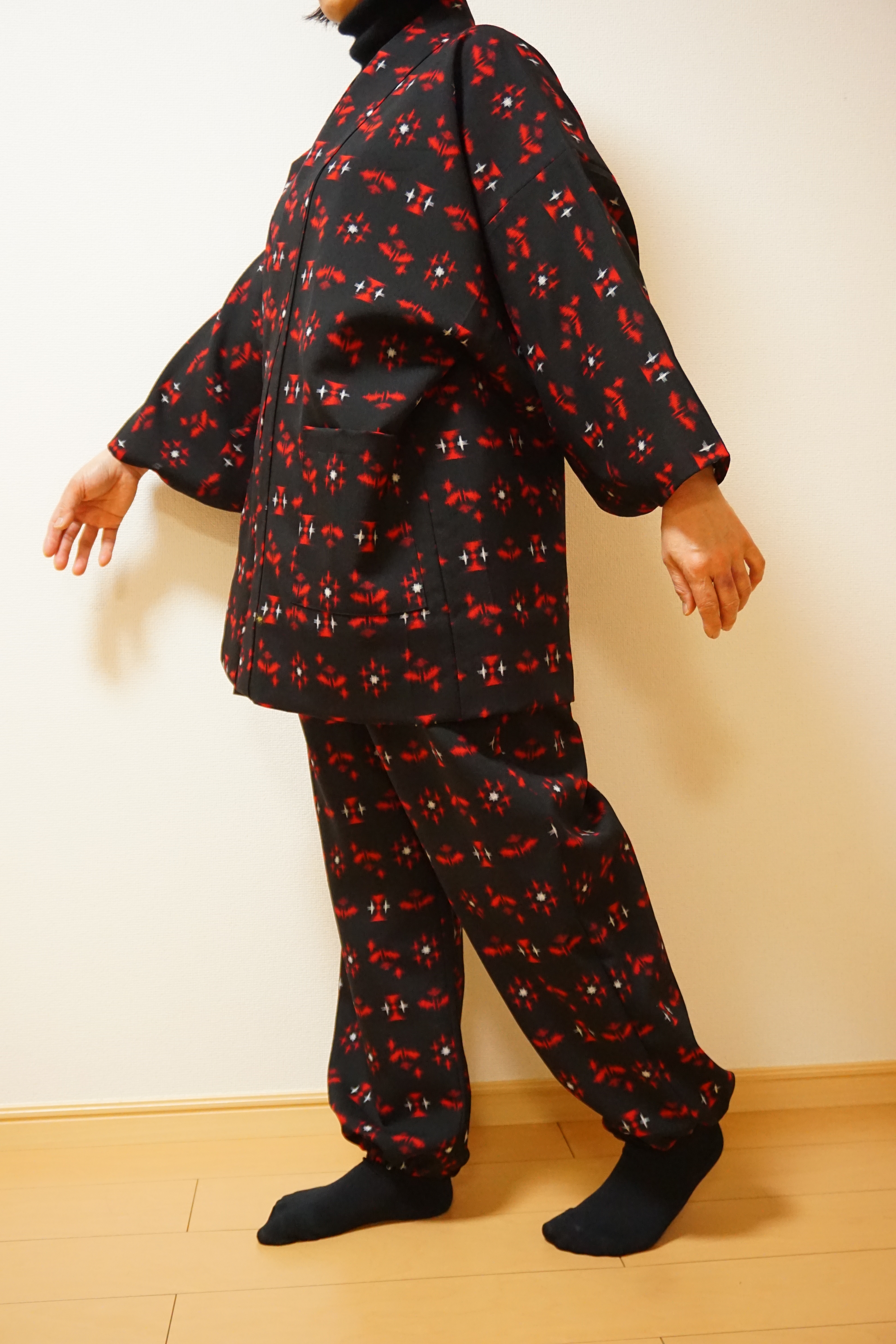 超ポイント祭 期間限定 着物リメイク 結城紬で作った作務衣 ファッション雑貨 Slcp Lk