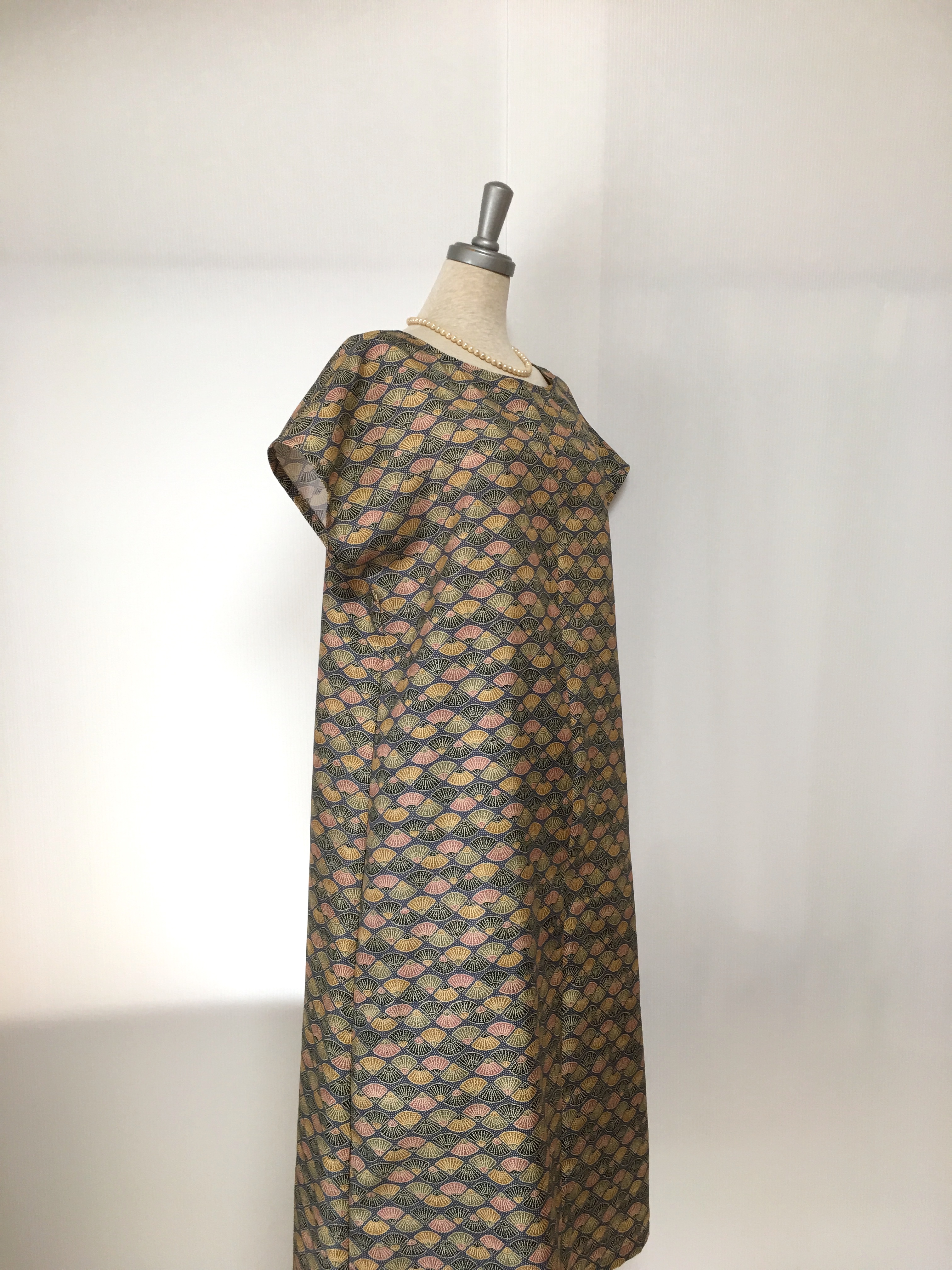 Aラインのワンピース ファスナー開き L 着物リメイク Iichi ハンドメイド クラフト作品 手仕事品の通販