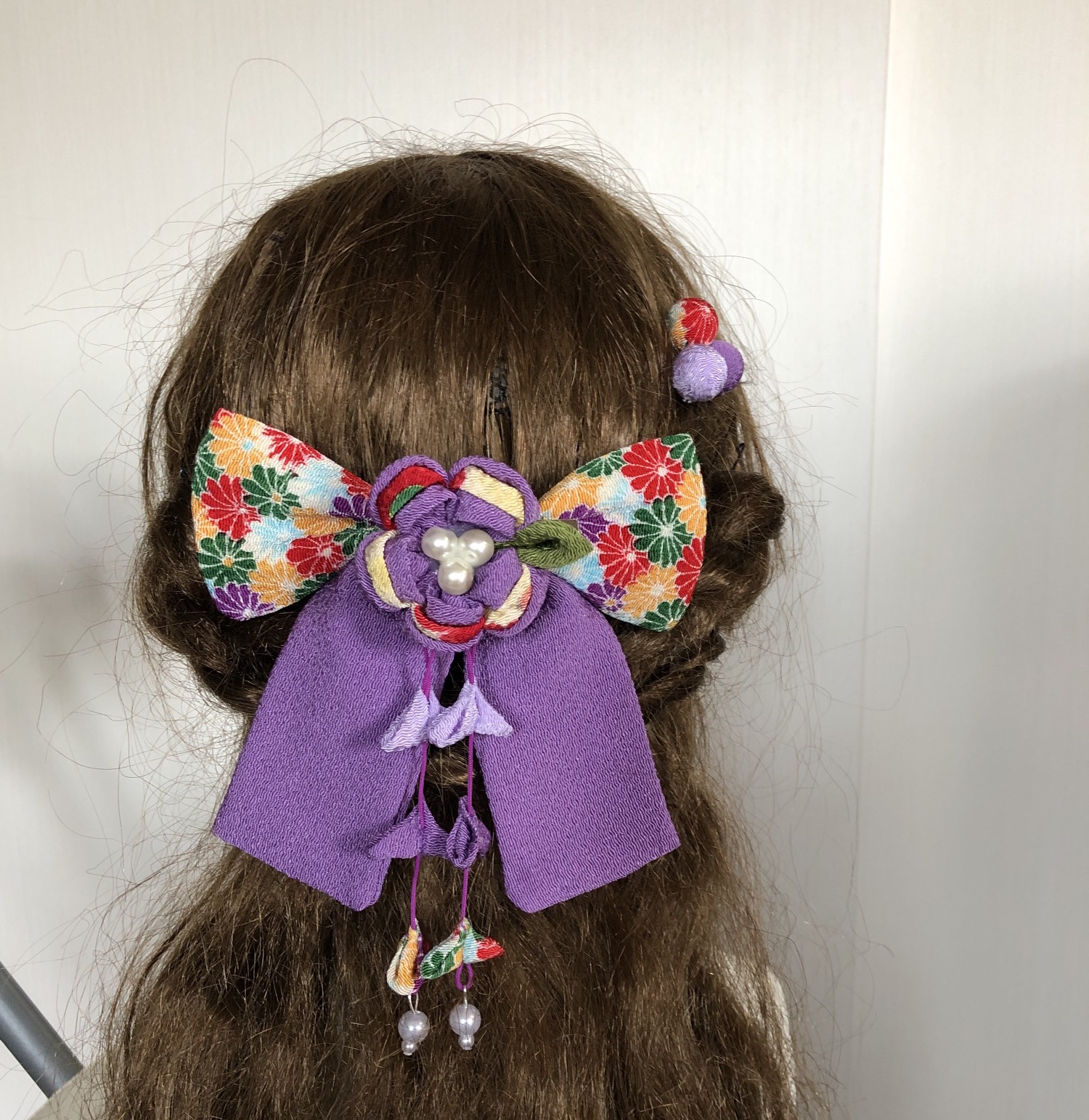 紫リボンの組み合わせ髪飾りセット 卒業式 袴 ちりめん細工 Iichi ハンドメイド クラフト作品 手仕事品の通販