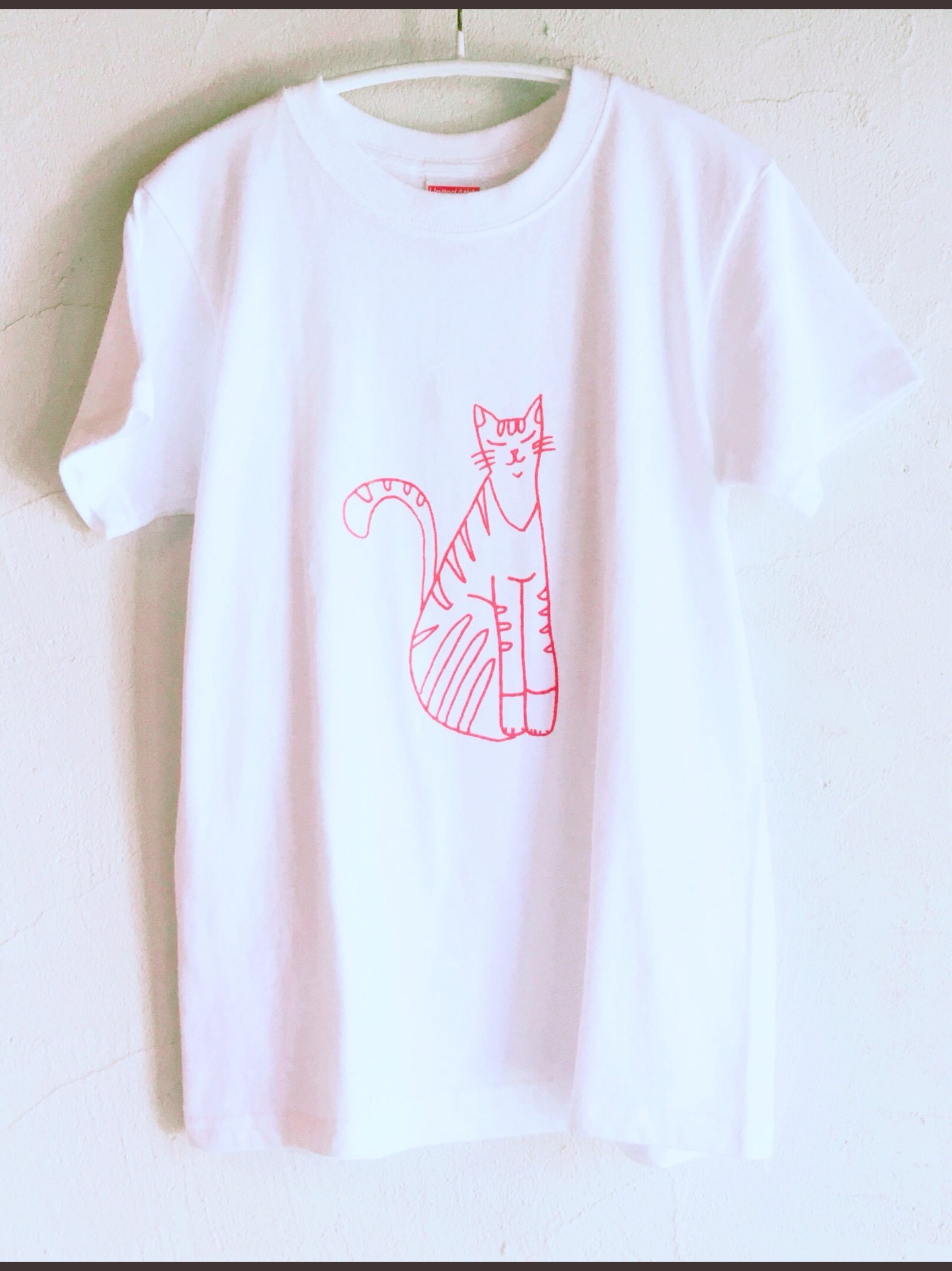 猫の Tシャツ シルクスクリーン手刷り M Iichi ハンドメイド クラフト作品 手仕事品の通販