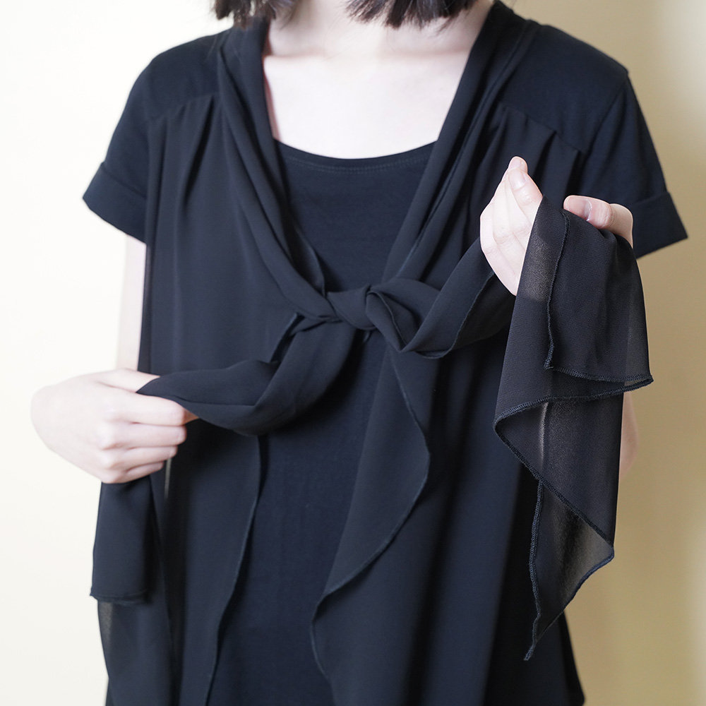 送料無料 シフォンリボンつきaラインワンピース黒 Iichi ハンドメイド クラフト作品 手仕事品の通販