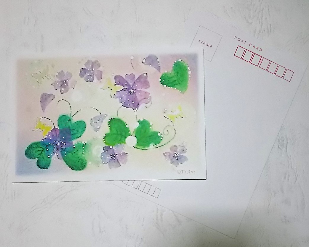 スミレの花絵葉書 春のポストカード3枚セット パステルアート Iichi ハンドメイド クラフト作品 手仕事品の通販