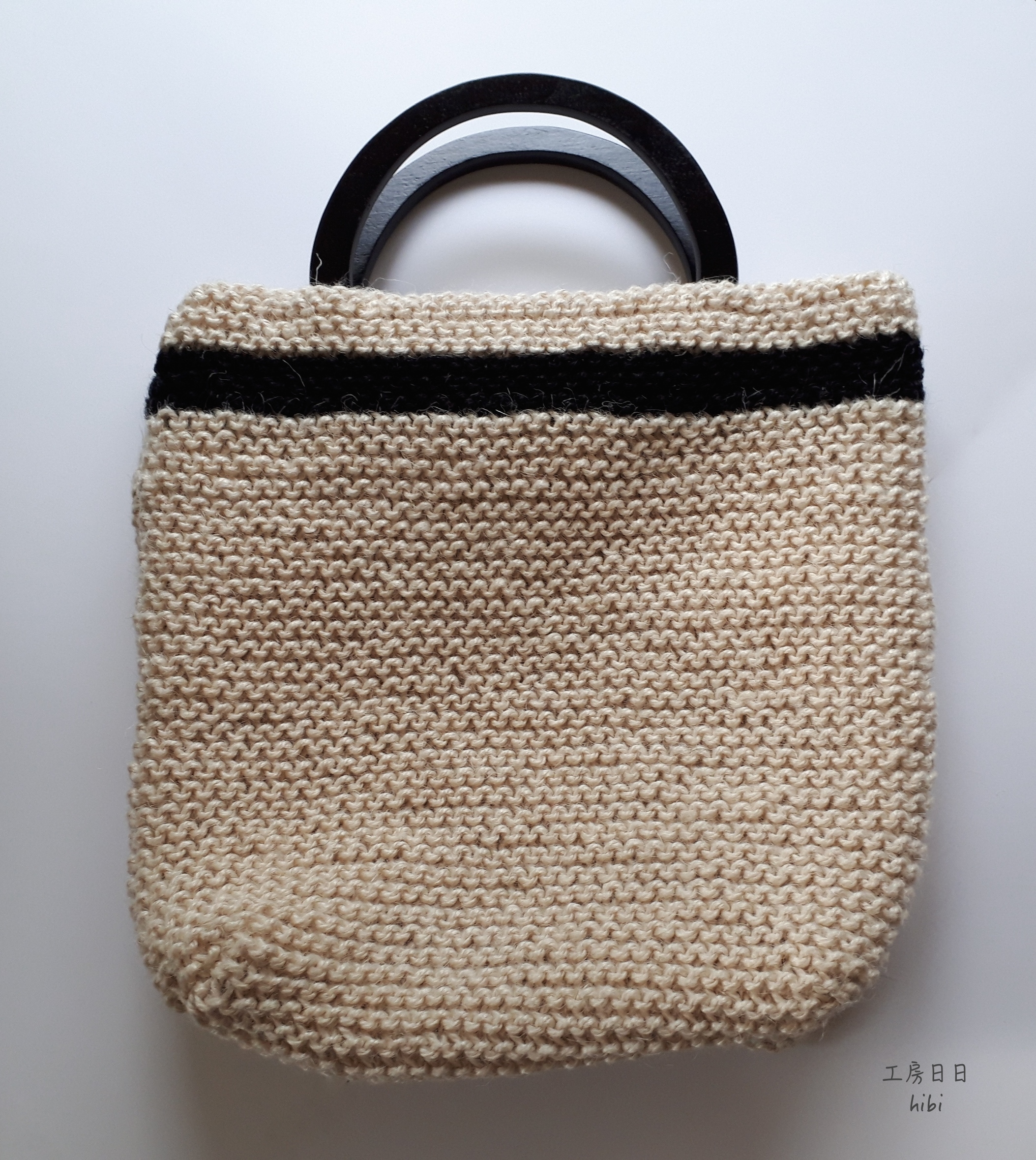 Hibi ガーター編みのトートバッグ Iichi ハンドメイド クラフト作品 手仕事品の通販