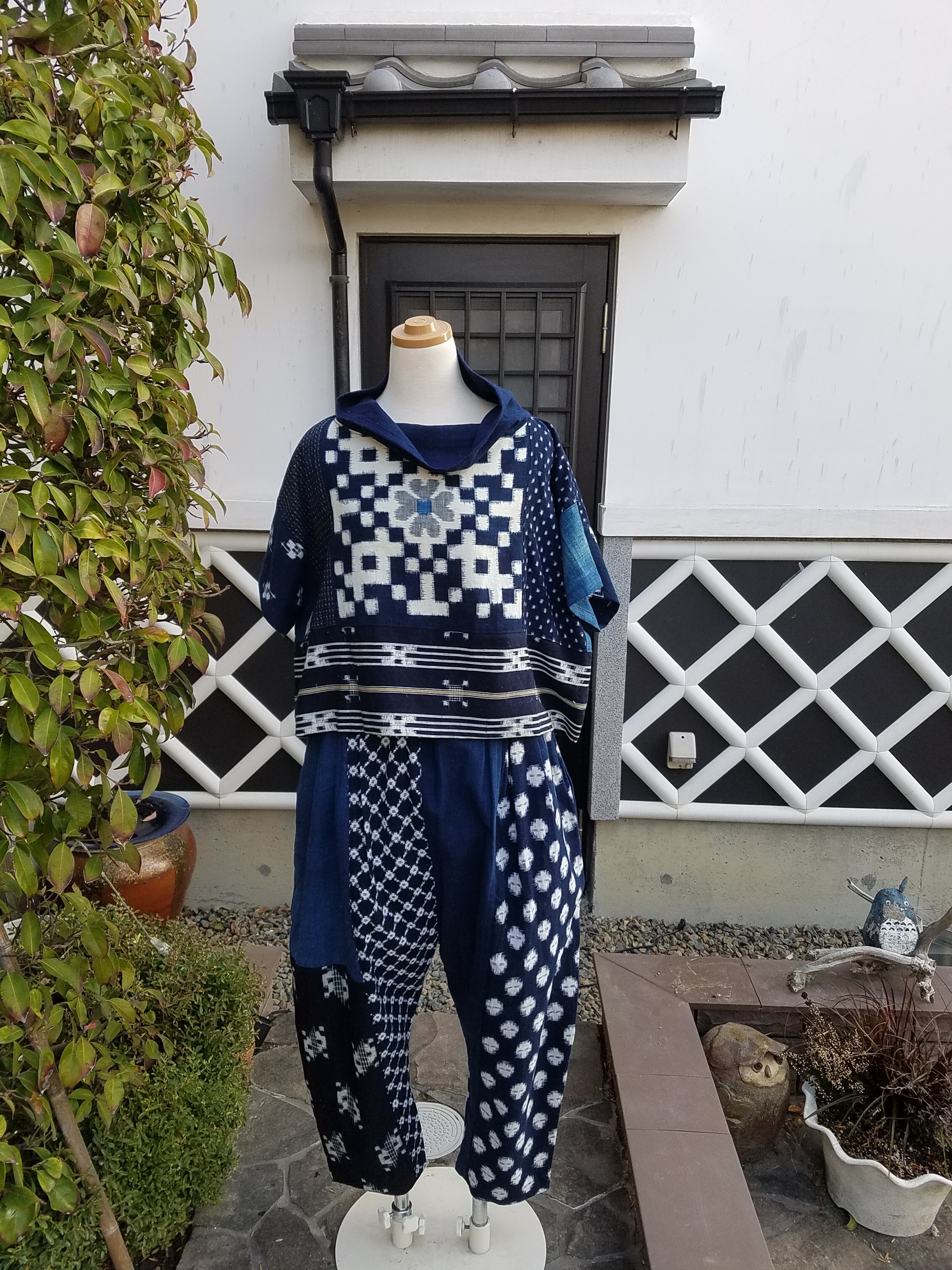 着物リメイク 古布 手作り かすりパッチ サルエルパンツ Iichi ハンドメイド クラフト作品 手仕事品の通販