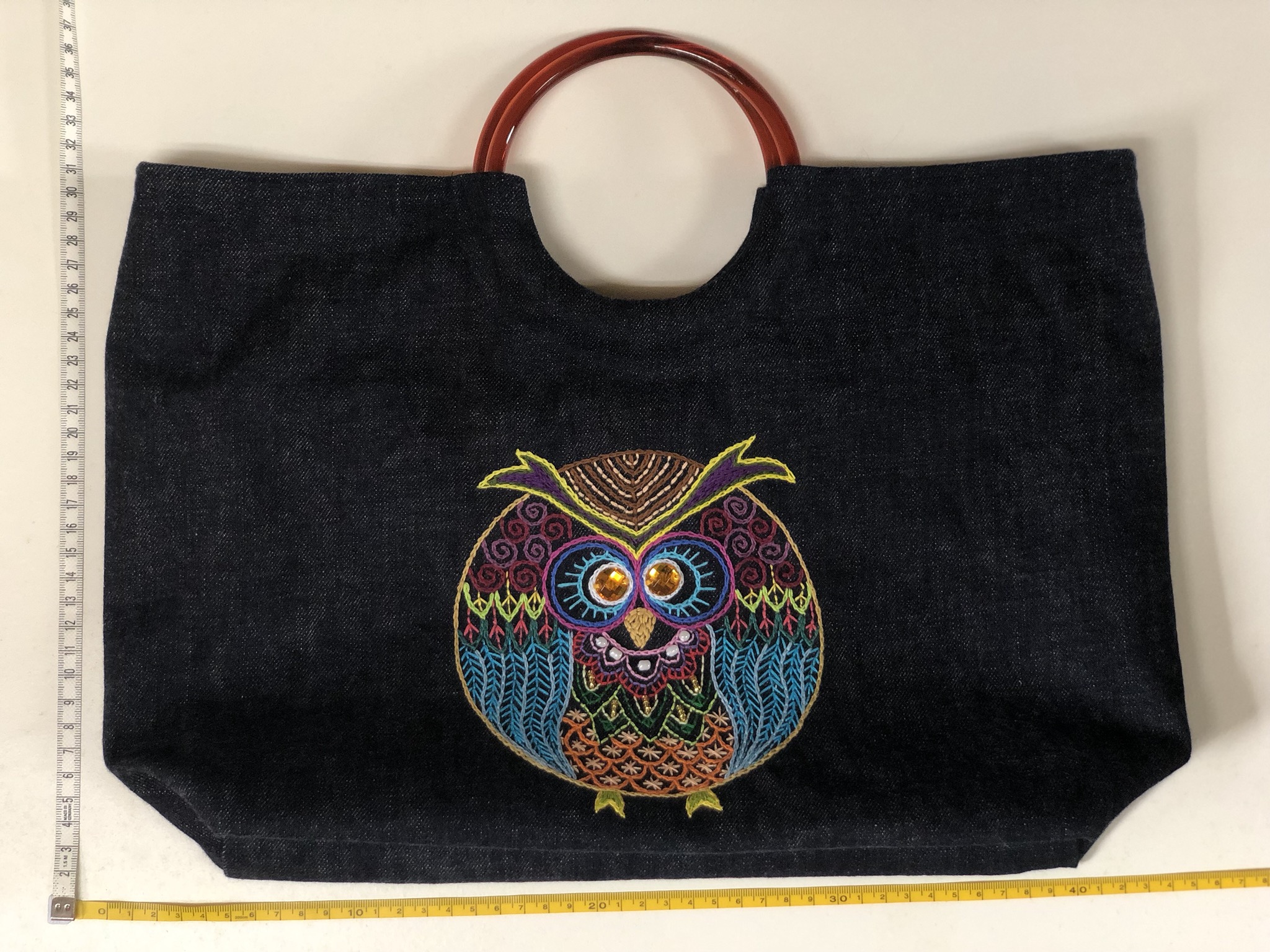 手作り刺繍入りデニムバッグ Iichi ハンドメイド クラフト作品 手仕事品の通販