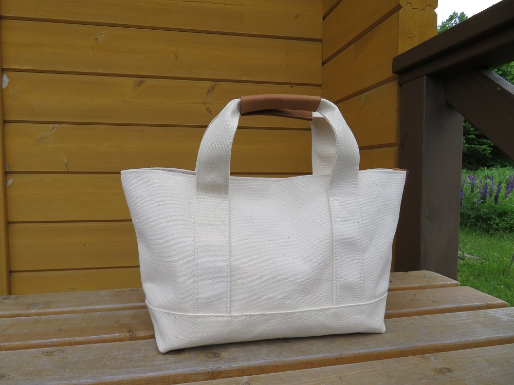 受注生産品 帆布の本革持ち手トートバック 生成 Iichi ハンドメイド クラフト作品 手仕事品の通販