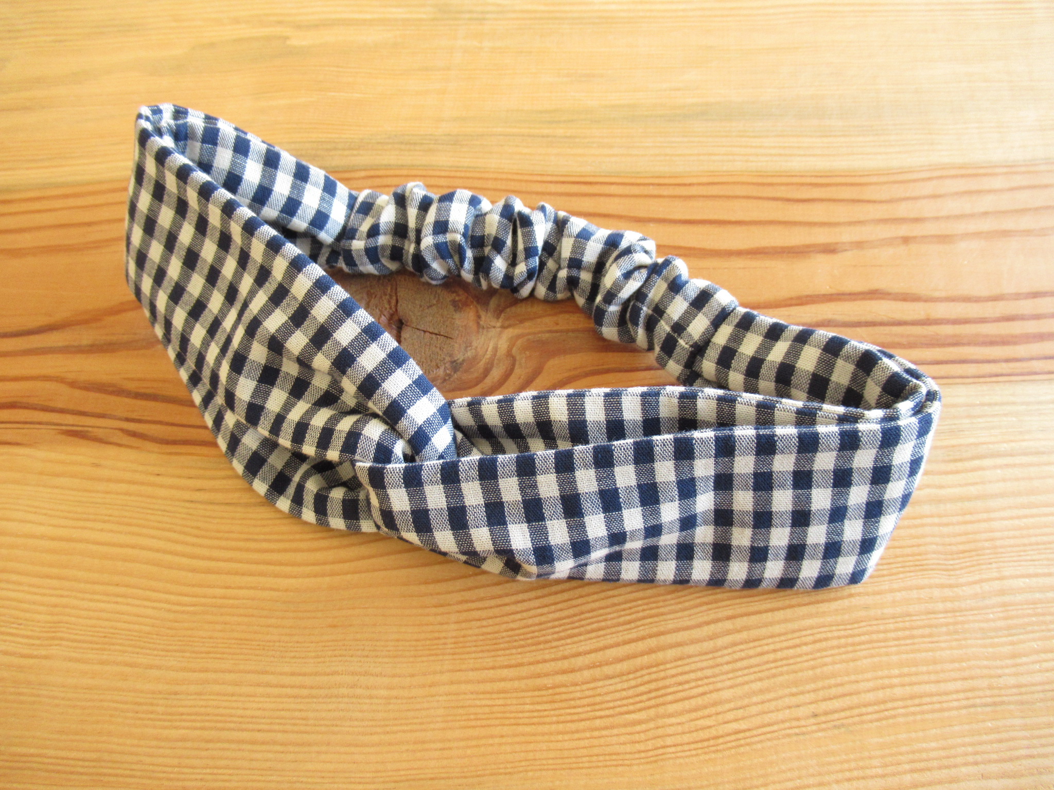 ねじりヘアバンド ギンガムチェック ネイビー Iichi ハンドメイド クラフト作品 手仕事品の通販