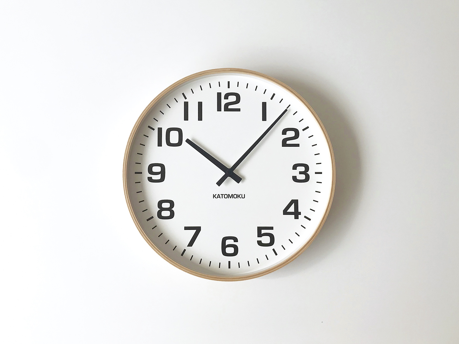 KATOMOKU Plywood Clock 15 Km-92BRC ブラウン 電波時計 連続秒針