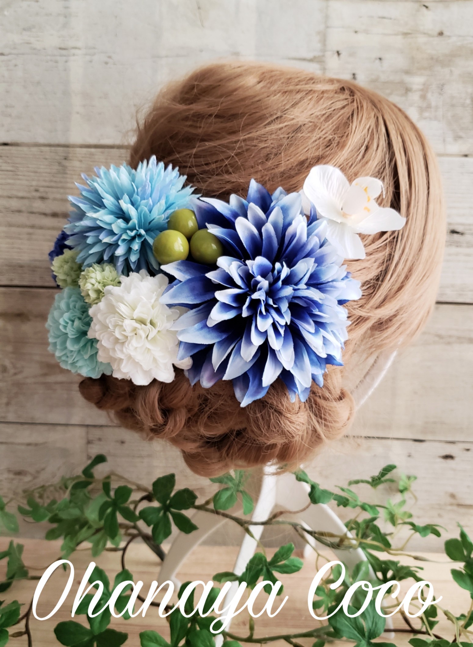 爽花 青と水色の髪飾り9点set No472 Iichi ハンドメイド クラフト作品 手仕事品の通販