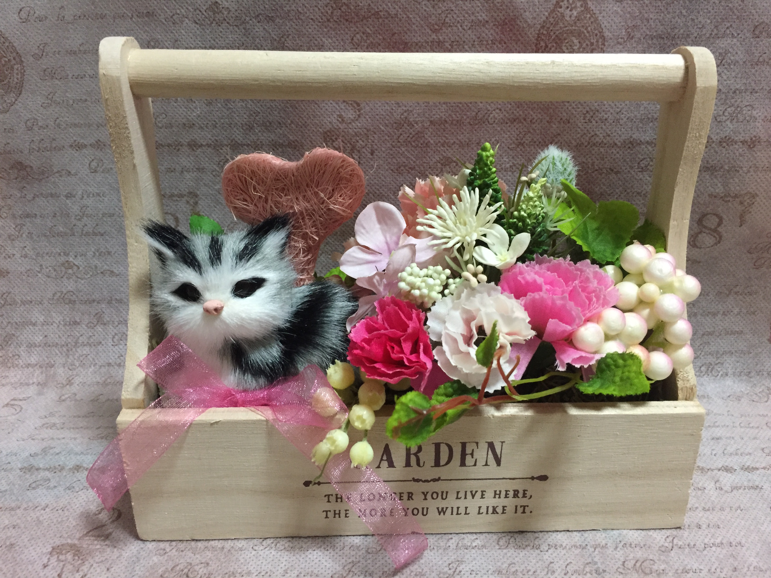 母の日用ギフト アメショ猫ちゃんのピンク系アレンジ Iichi ハンドメイド クラフト作品 手仕事品の通販