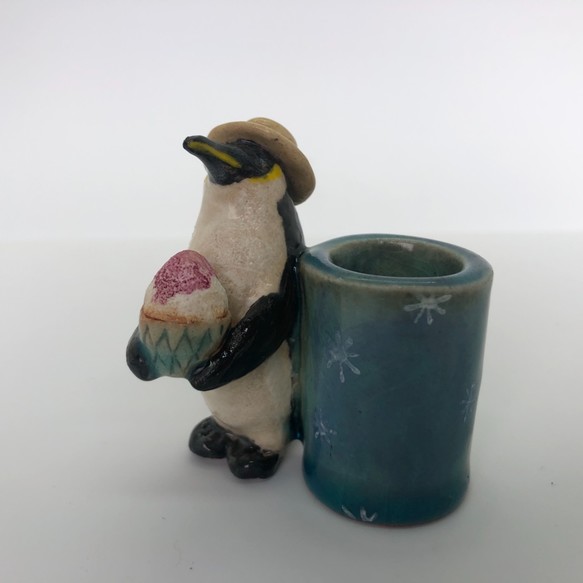 陶のスタンド ペンギン氷 Iichi ハンドメイド クラフト作品 手仕事品の通販